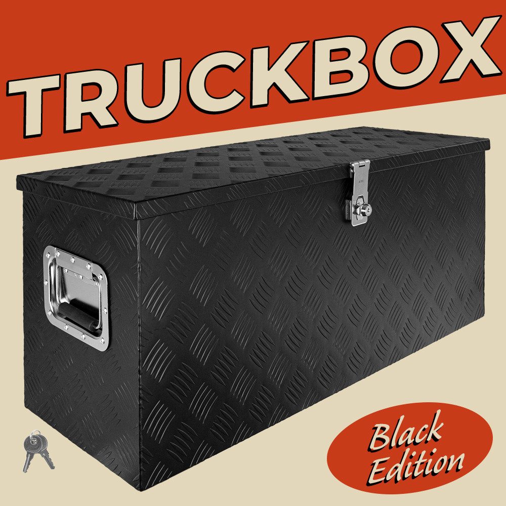 Trucky Anhänger-Deichselbox Deichselbox Werkzeugkasten Truckbox Alu Box Transportbox D120 Schwarz