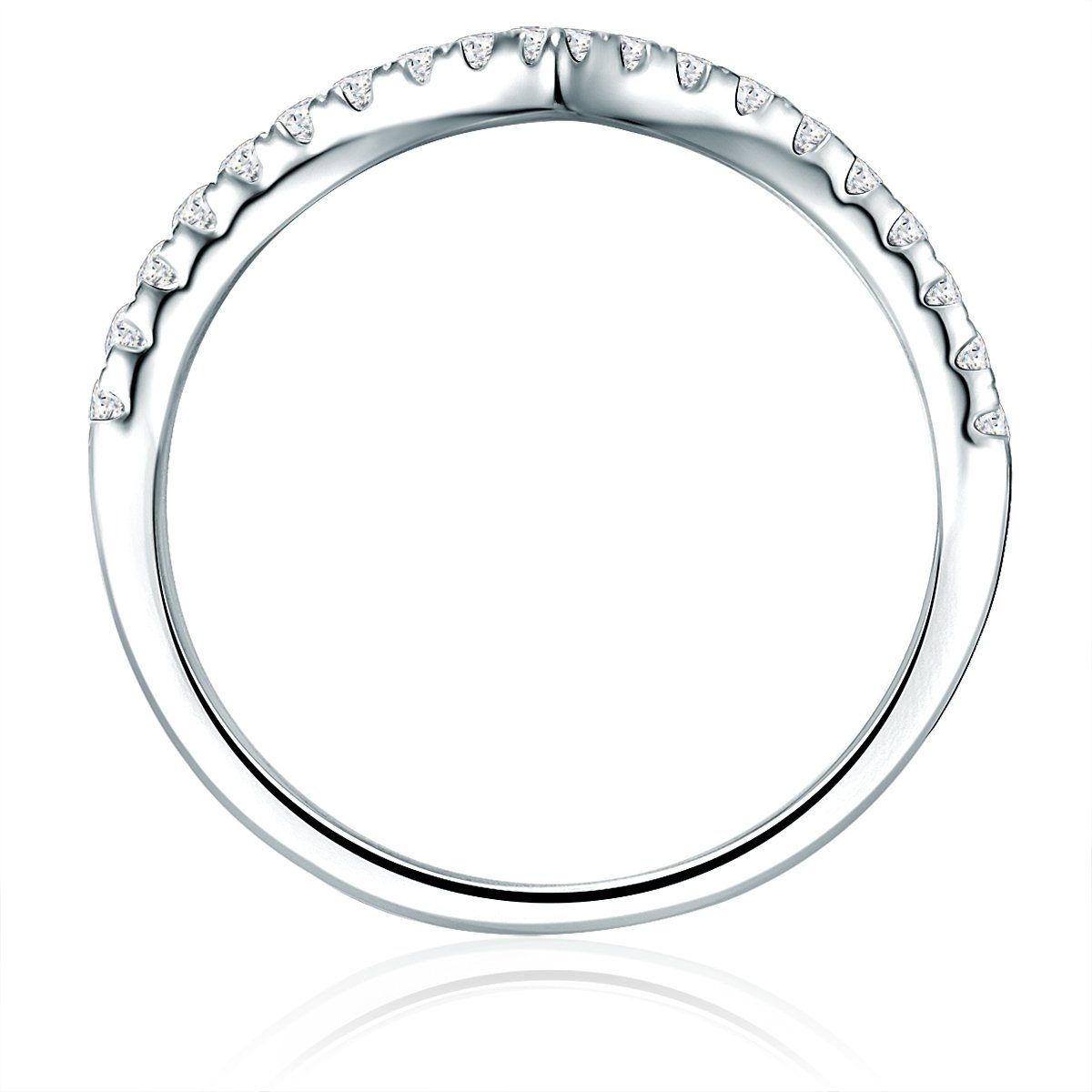 in Zirkonia Damen-Ring mit V-Optik Silber, 925 Silberring Trilani aus Sterling