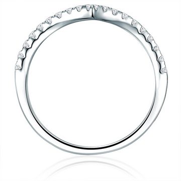 Trilani Silberring Damen-Ring aus 925 Sterling Silber, mit Zirkonia in V-Optik