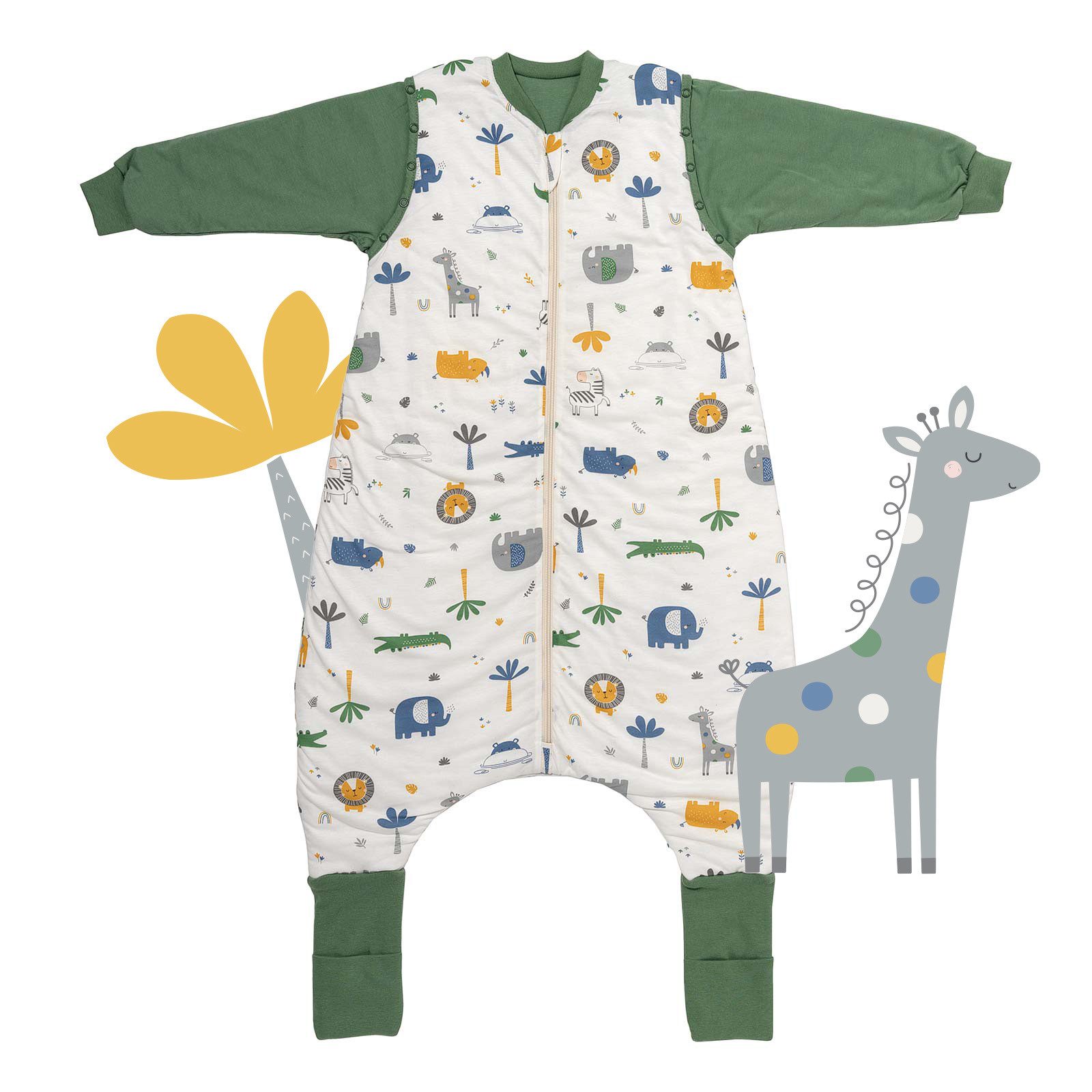 Schlummersack Kinderschlafsack Schlafsack mit Füßen und umklappbaren Bündchen, 1.0 Tog OEKO-TEX