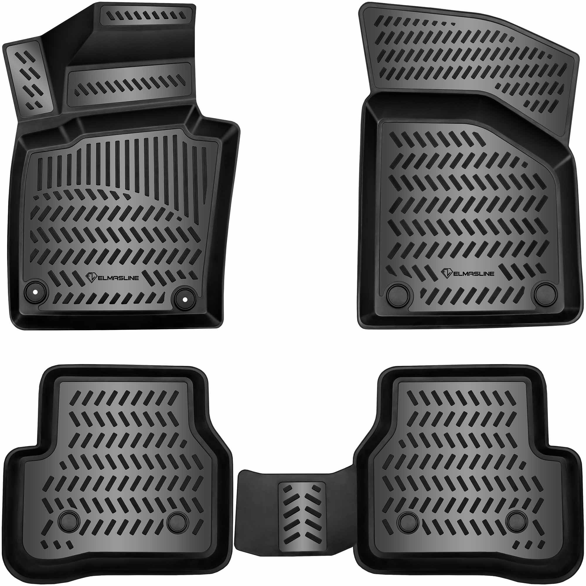 ELMASLINE Auto-Fußmatten für VW PASSAT 2005-2016 [B6/B7/CC] - 3D Gummimatten - Geruchlos, für VW Passat - Extra hoher Rand für mehr Schutz
