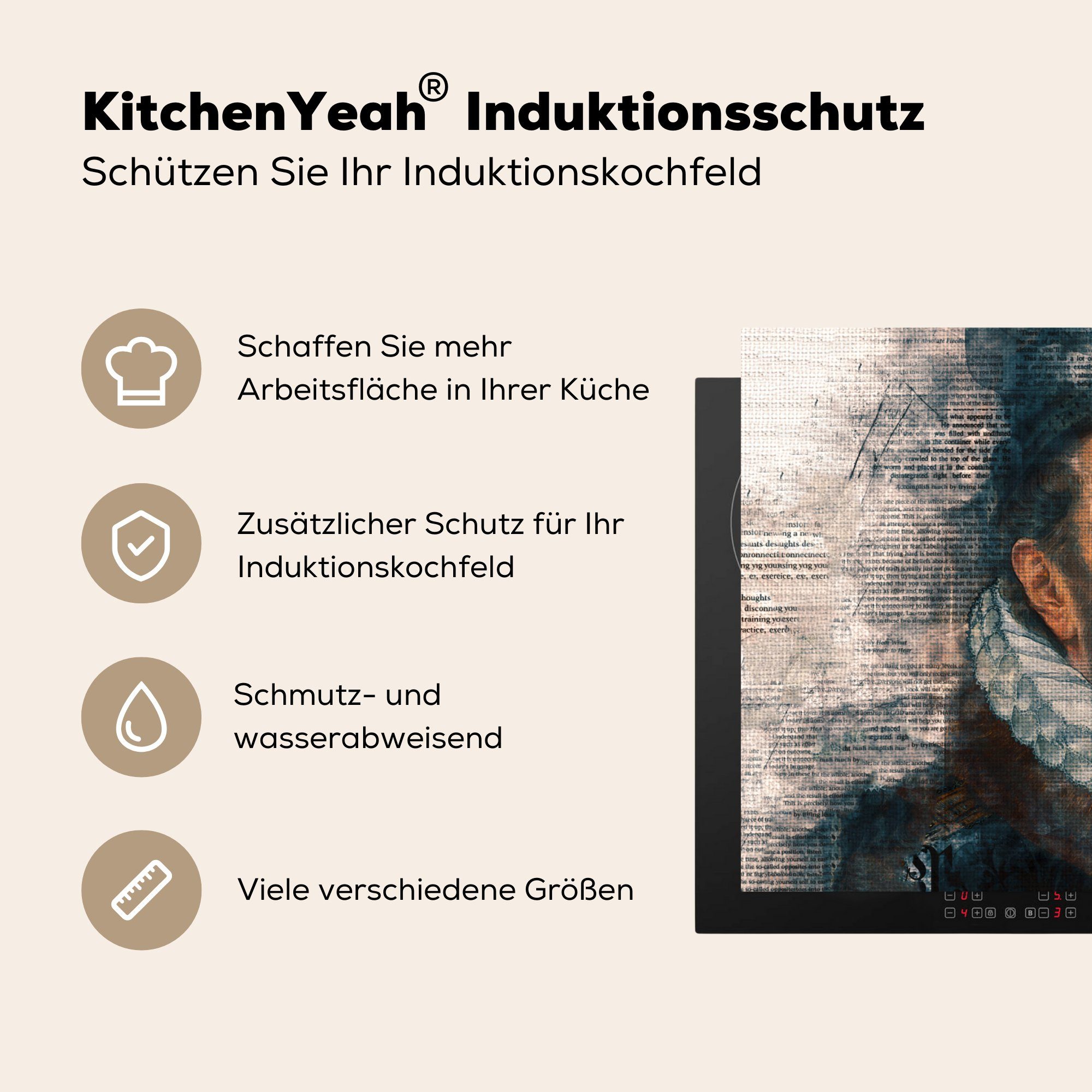 MuchoWow Herdblende-/Abdeckplatte Wilhelm von Oranien Schutz Thomasz cm, Vinyl, 71x52 küche, - die Ceranfeldabdeckung Collage, (1 - für Adriaen tlg), Induktionskochfeld