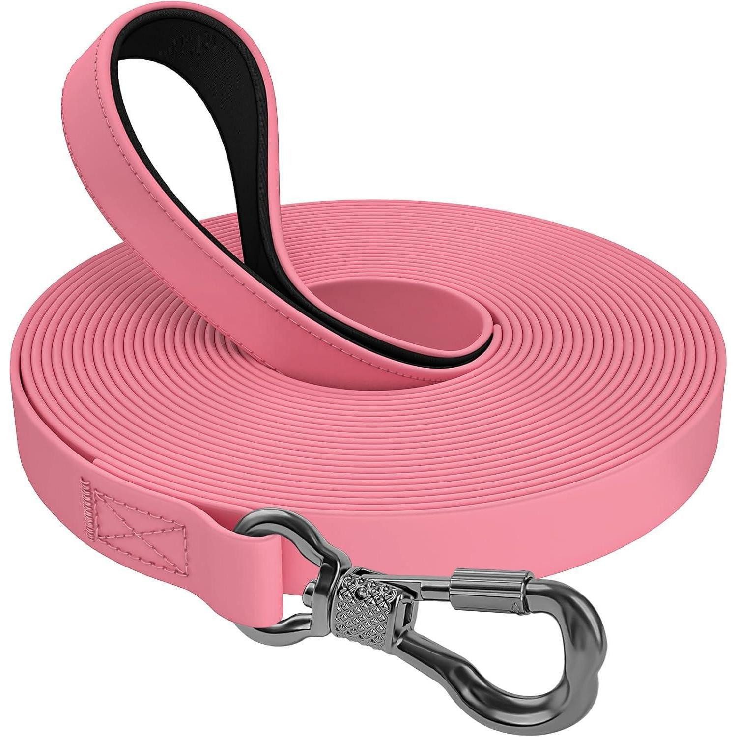 LuxusKollektion Hunde-Halsband Schleppleine Hund wasserdicht Karabiner Handschlaufe 8M Rosa