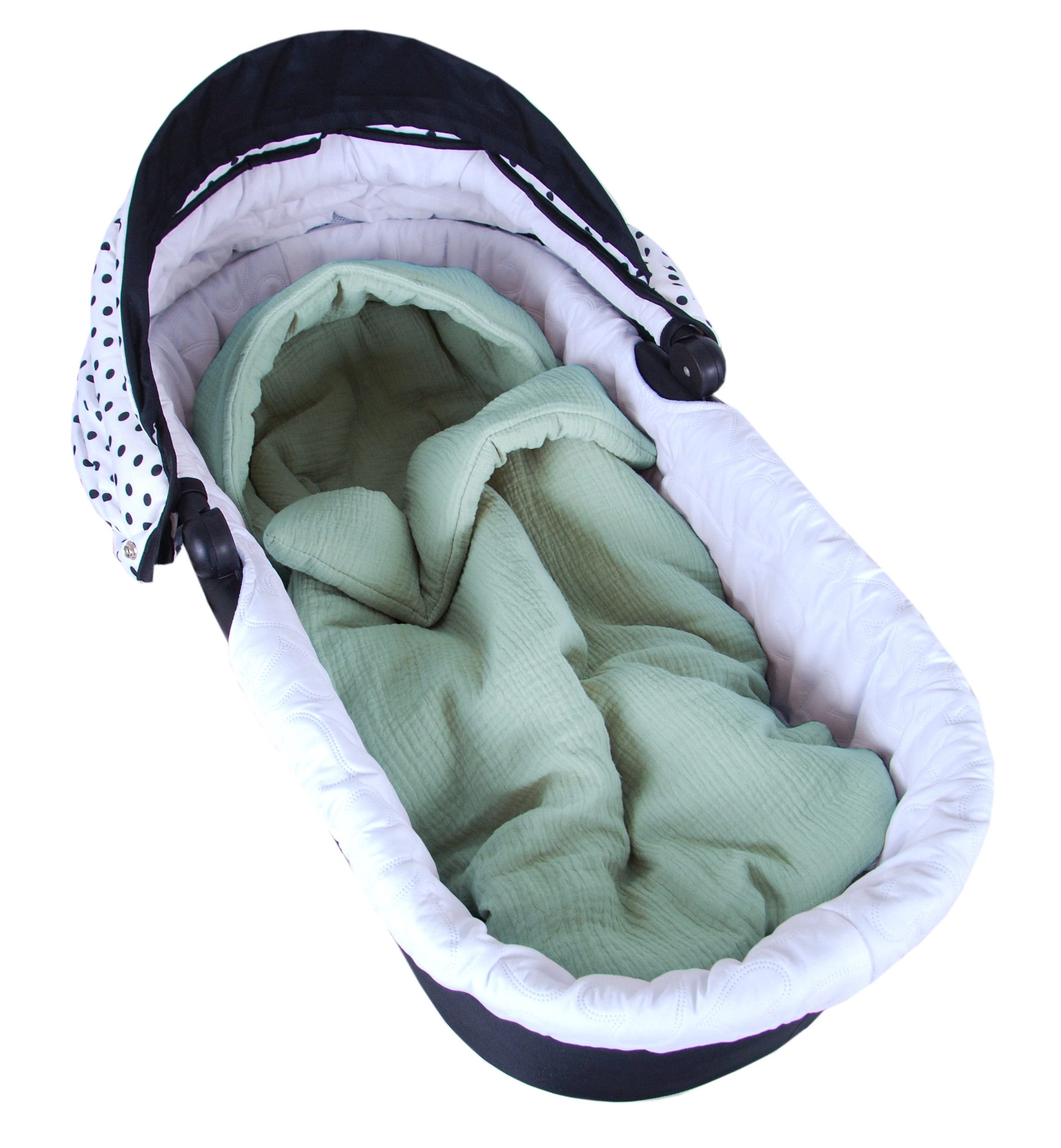 BabyLux Fußsack Sommerfußsack 90cm für Babyschale, Kinderwagen & Buggy Frühling Herbst, Musselin - hell Grün Fußsack