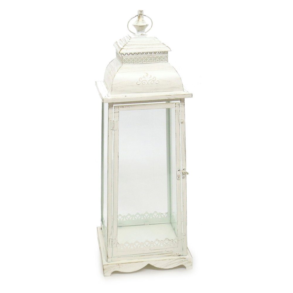 Grafelstein Kerzenlaterne Laterne LUGANO creme weiß antik aus Metall Ornament verziert - GROSS. € 44,95