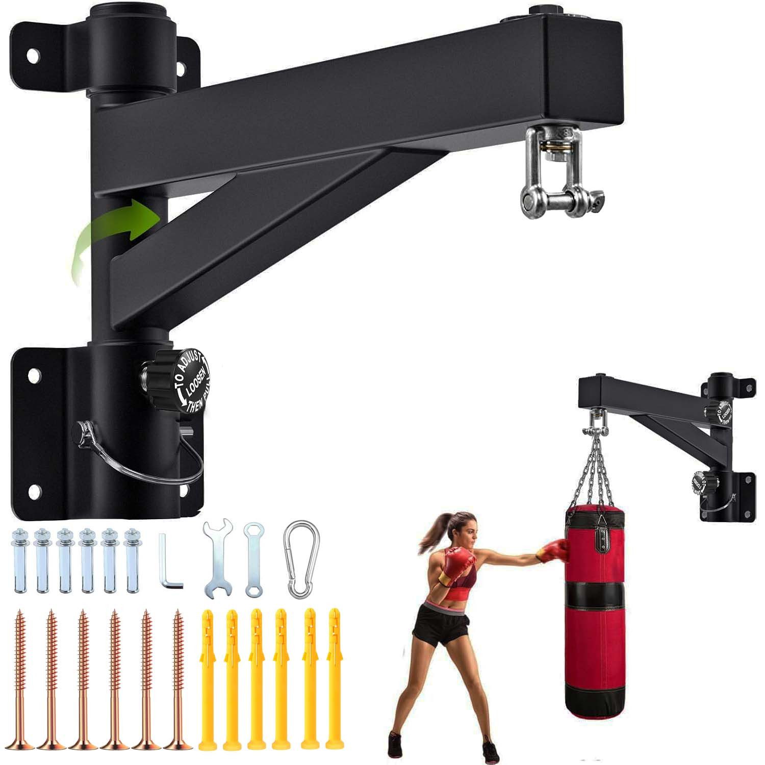 JOYOLEDER Boxsackhalterung Boxsack Halterung, Sandsack Wandhalterung Schwenkbar Befestigung, (Wand Boxsackhalter Verstellbar Boxsack Aufhängung Stehend, Stille Drehbar für Indoor Outdoor Fitness Training, Bis 363kg)