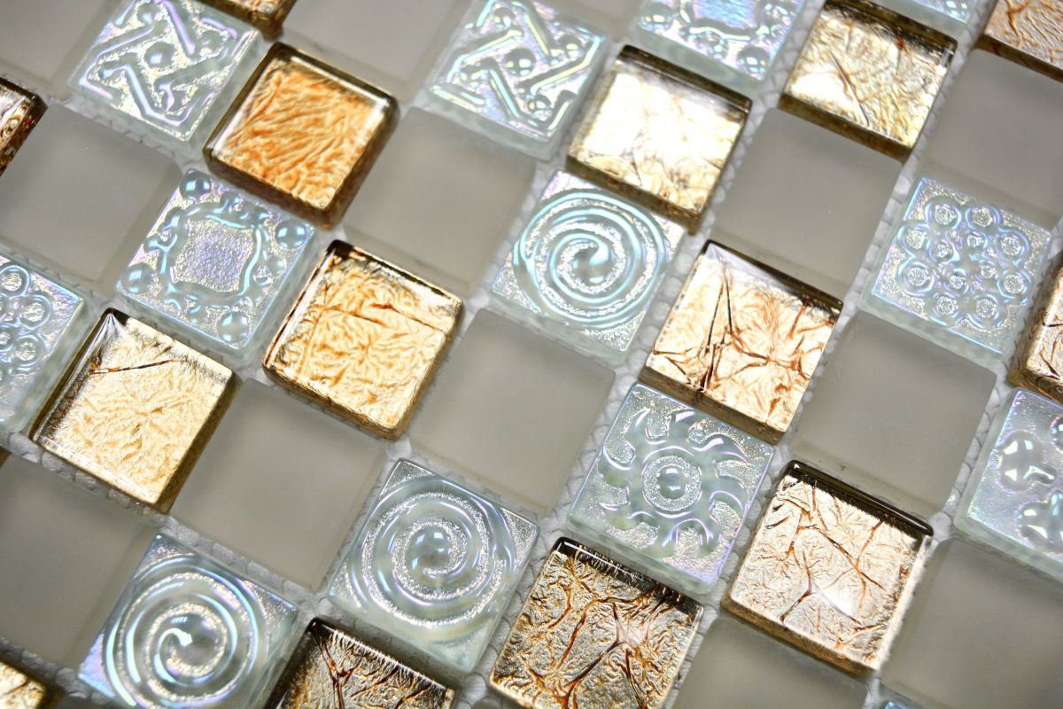 Mosani Mosaikfliesen Lüster Mosaikfliesen Luxus champagner Deluxe Crystal Glasmosaik