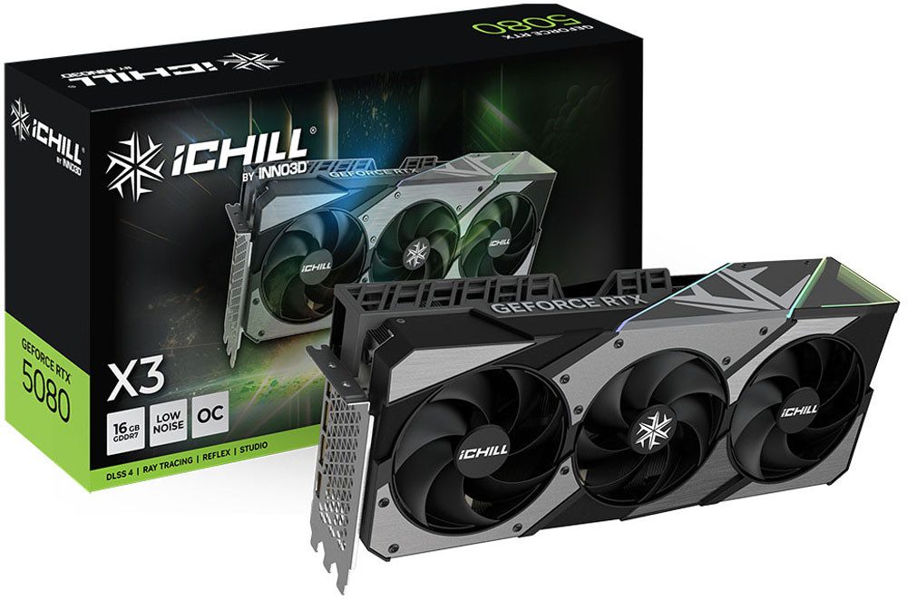 Inno3D iChill GeForce RTX 5080 X3 V2 NVIDIA 16 GB Grafikkarte (16 GB, GDDR7)