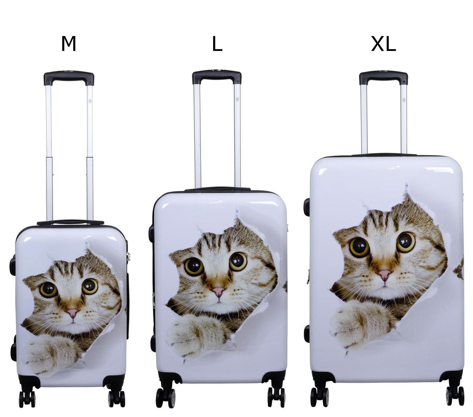 Warenhandel König Trolleyset Baby Katze, 4 Rollen, (Gr. M, L und XL, 3 tlg., Hartschalen Trolley Set), mit Motiv, Dehnfalte zur Vergrößerung des Packvolumens (Gr. L und XL)