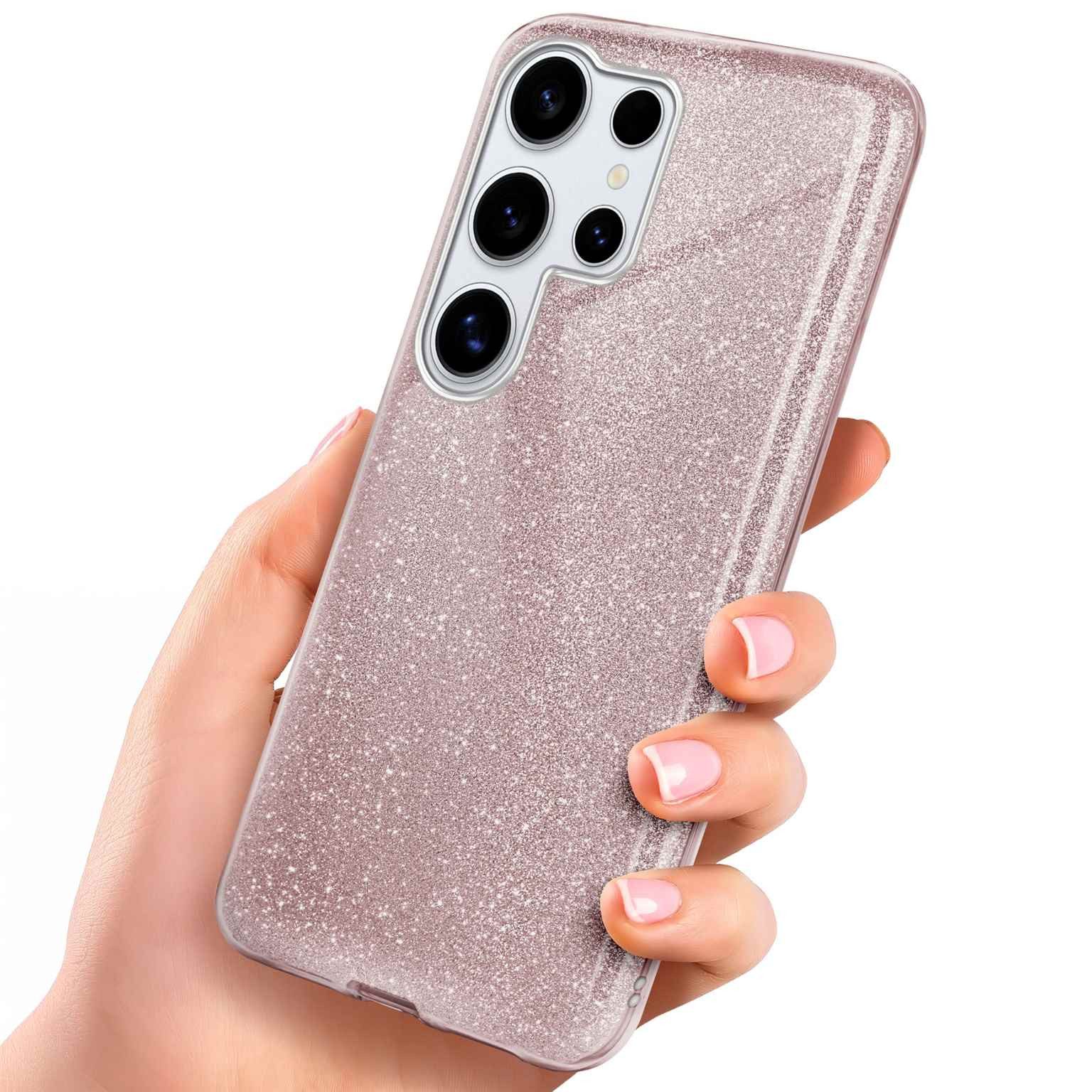 ONEFLOW Handyhülle für Samsung Galaxy S25 Ultra Glitzer Hülle Glitter Case Rosa 6,9 Zoll, Hülle Glitzernd Dünne Schutzhülle mit Kameraschutz Frauen Glitzerhülle