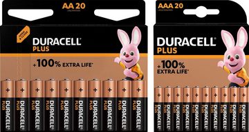 Duracell 20+ 20 Pack: 20x Mignon/AA/LR06 + 20x Micro/AAA/LR03 Batterie, LR03 (1,5 V, 40 St), 1,5V