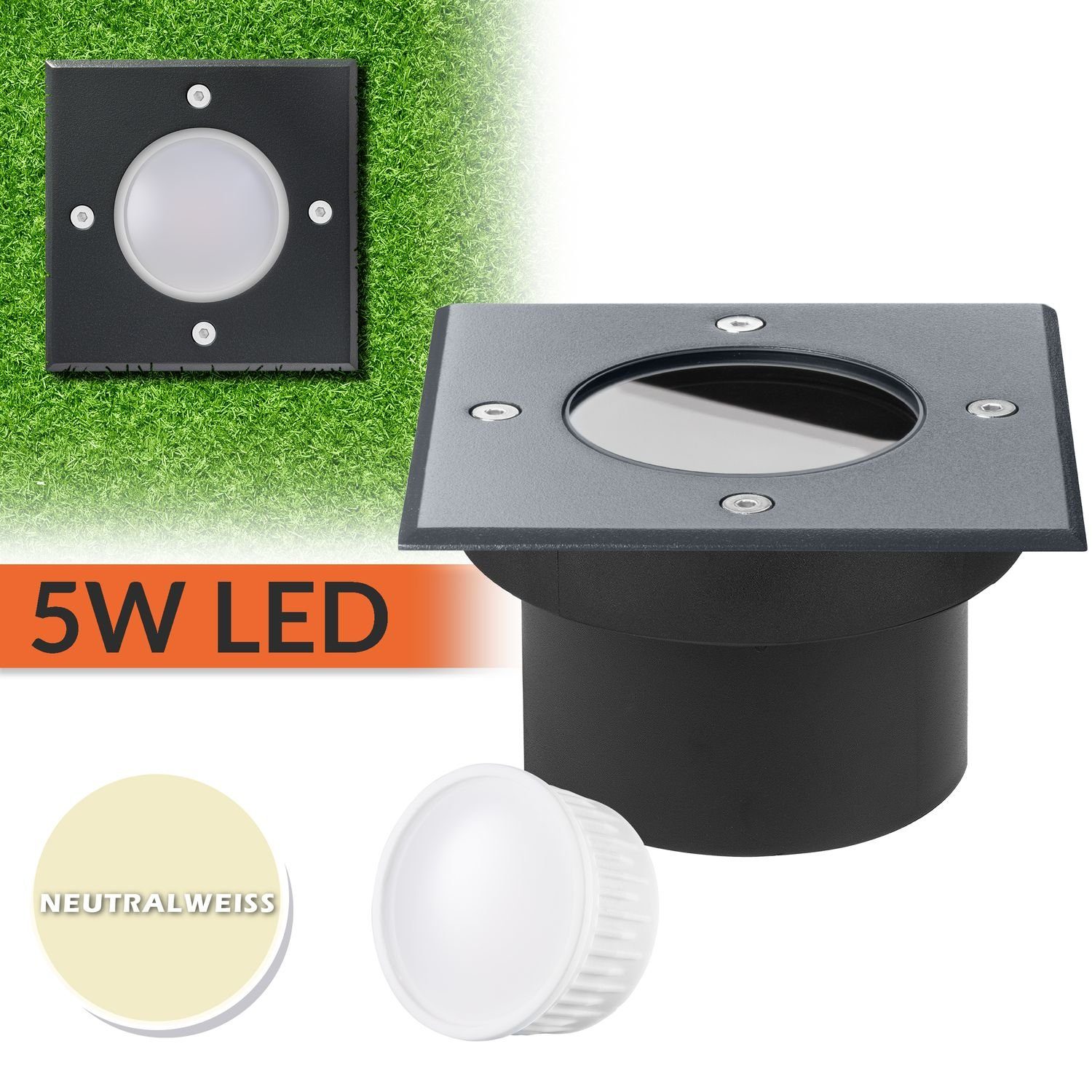 LEDANDO LED Einbaustrahler Flacher Anthrazit tauschbarem Bodeneinbaustrahler mit RAL7016 LED LED