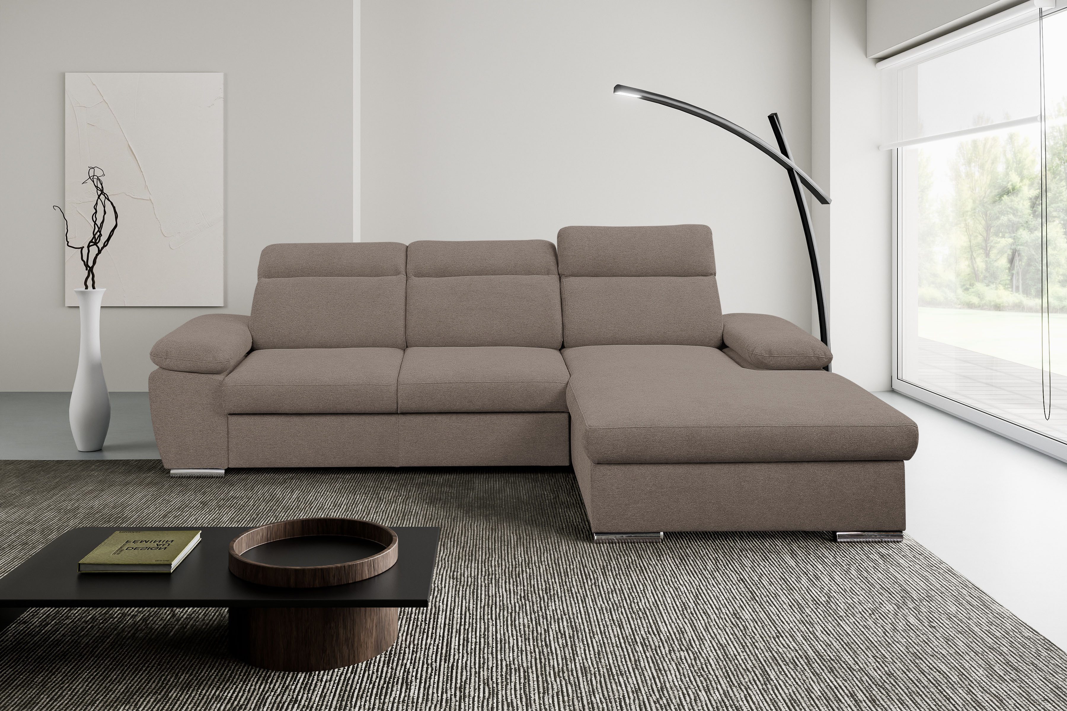 WERK2 Ecksofa Palma modernes Schlafsofa mit Bettkasten, L-Form, B/T 282/185 günstig online kaufen