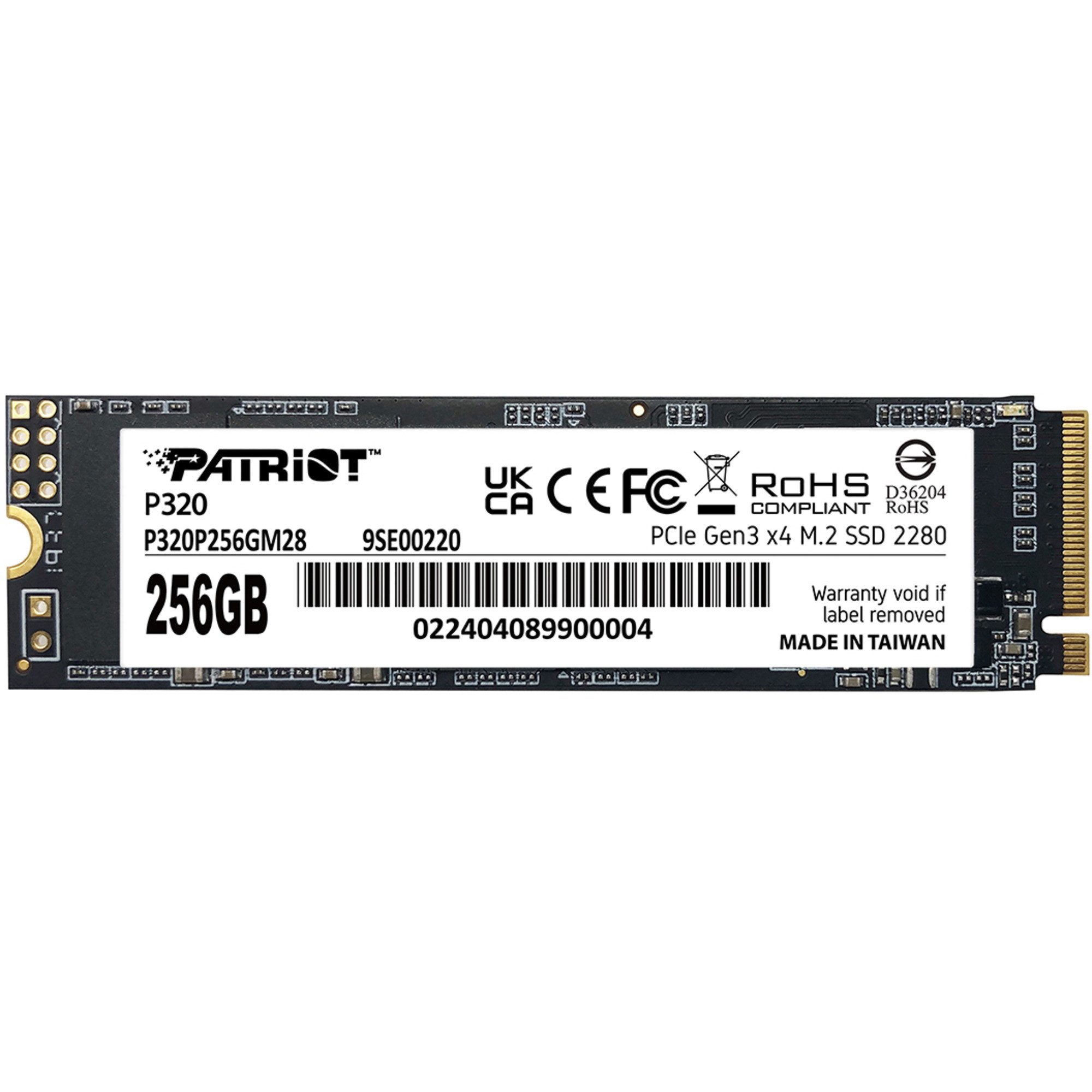 Patriot Patriot P320 256GB, SSD, (PCIe 3.0 x4, NVMe 1.3, interne HDD-Festplatte (256 GB) Steckkarte"