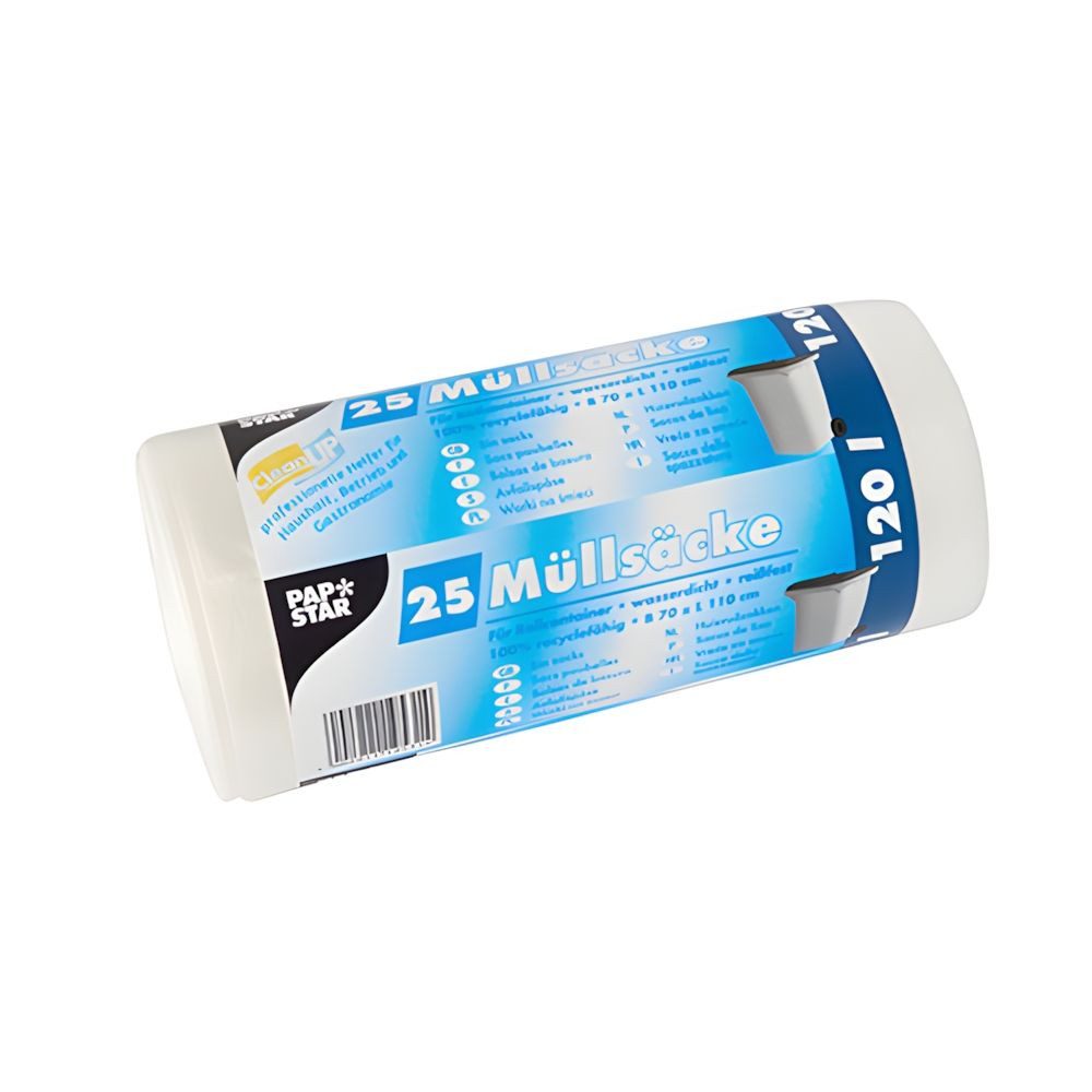 PAPSTAR Müllbeutel Müllsäcke, HDPE 120 l 110 cm x 70 cm transparent 20 my 500 Stk