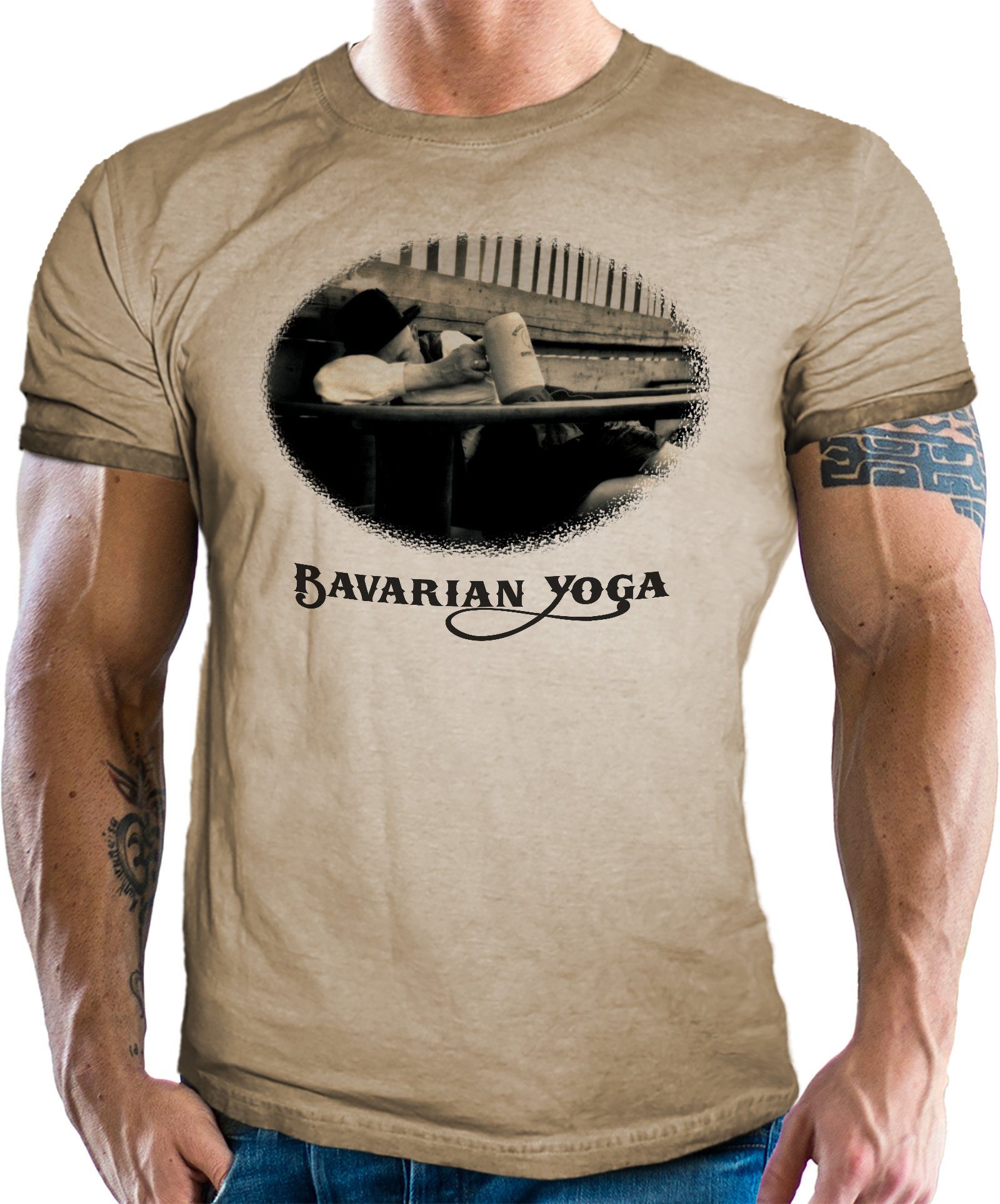 T-Shirt LOBO Yoga für und Bavarian Trachten NEGRO® Bayern Fans: