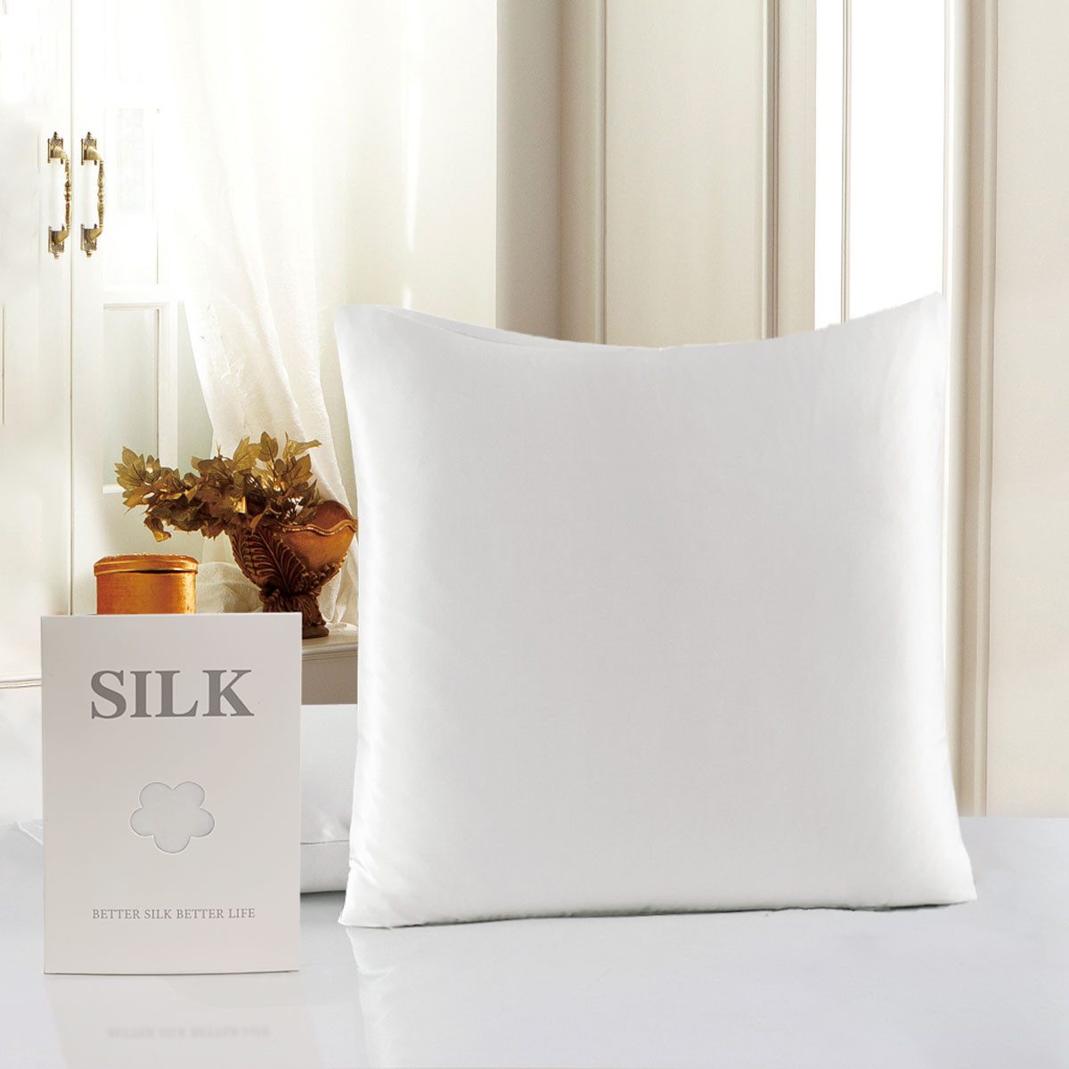 Vivi Idee Kissenbezug 100 % Maulbeerseide 22 Momme Satin Luxus 40x40cm 1 Stk., temperaturregulierend, schützt Haut & Haar, ideal für Schönheitsschlaf