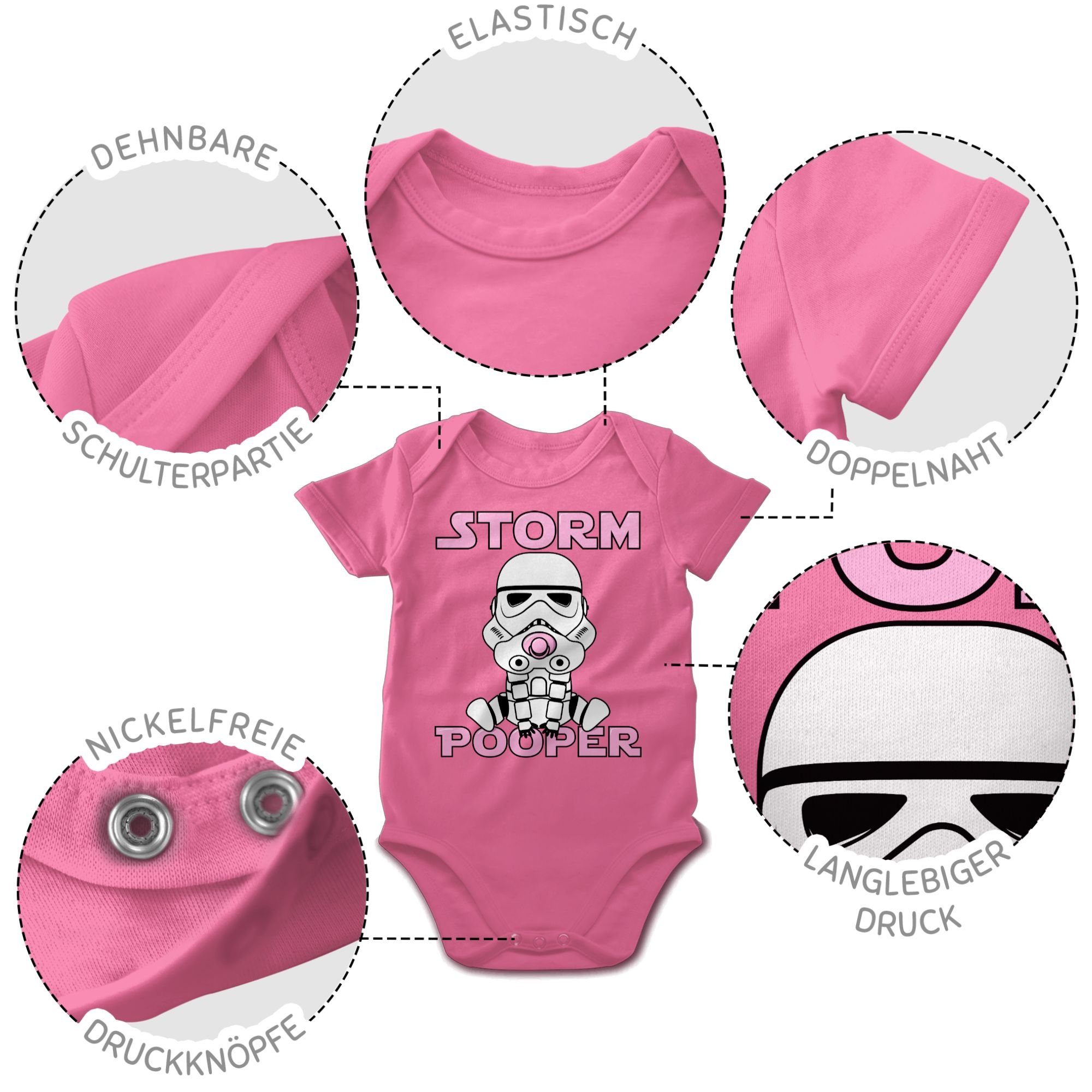 Shirtracer Baby Shirtbody Storm Pooper 1 Sprüche I Pink