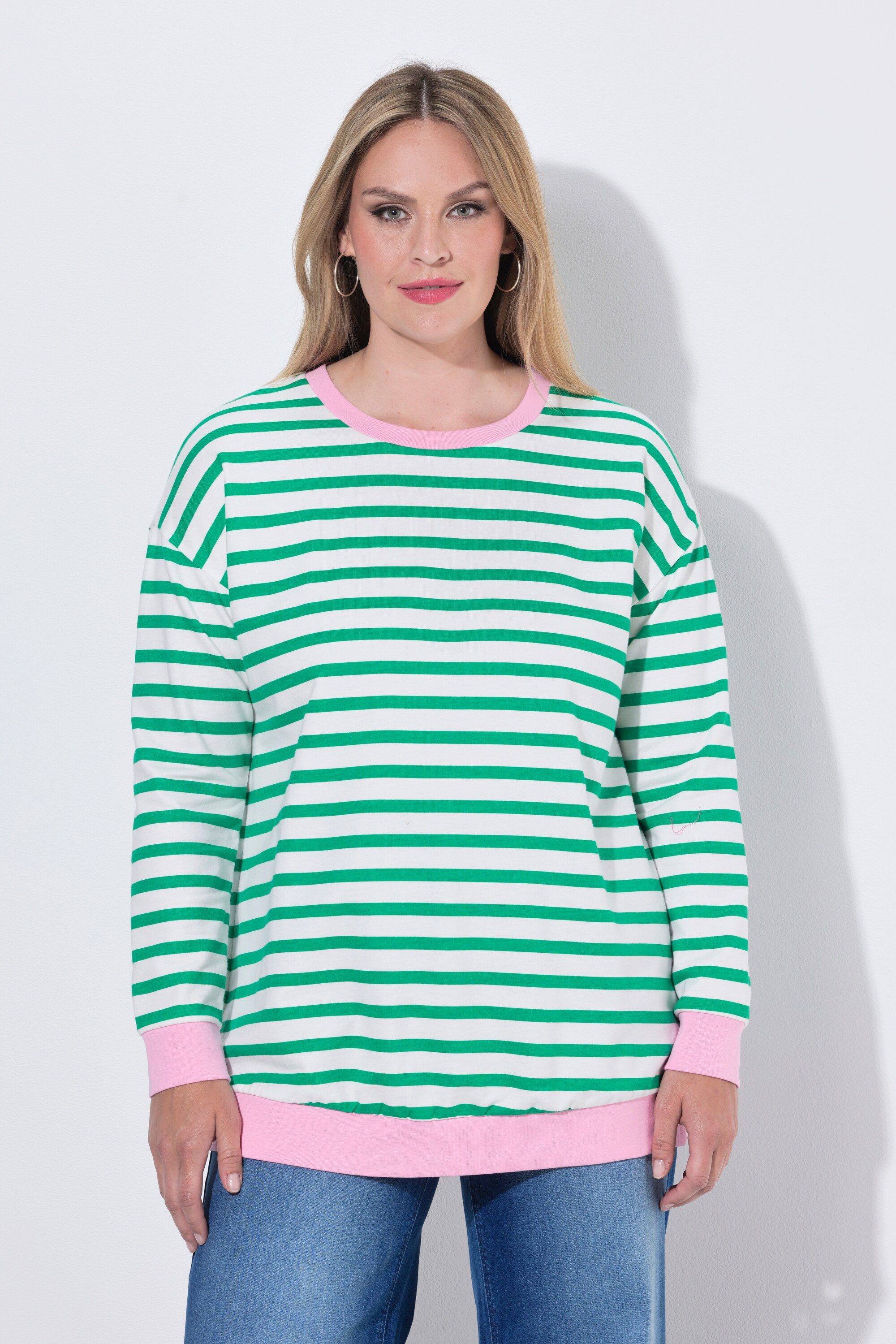 MIAMODA Sweater Sweatshirt Loose Fit Ringel farbige Bündchen