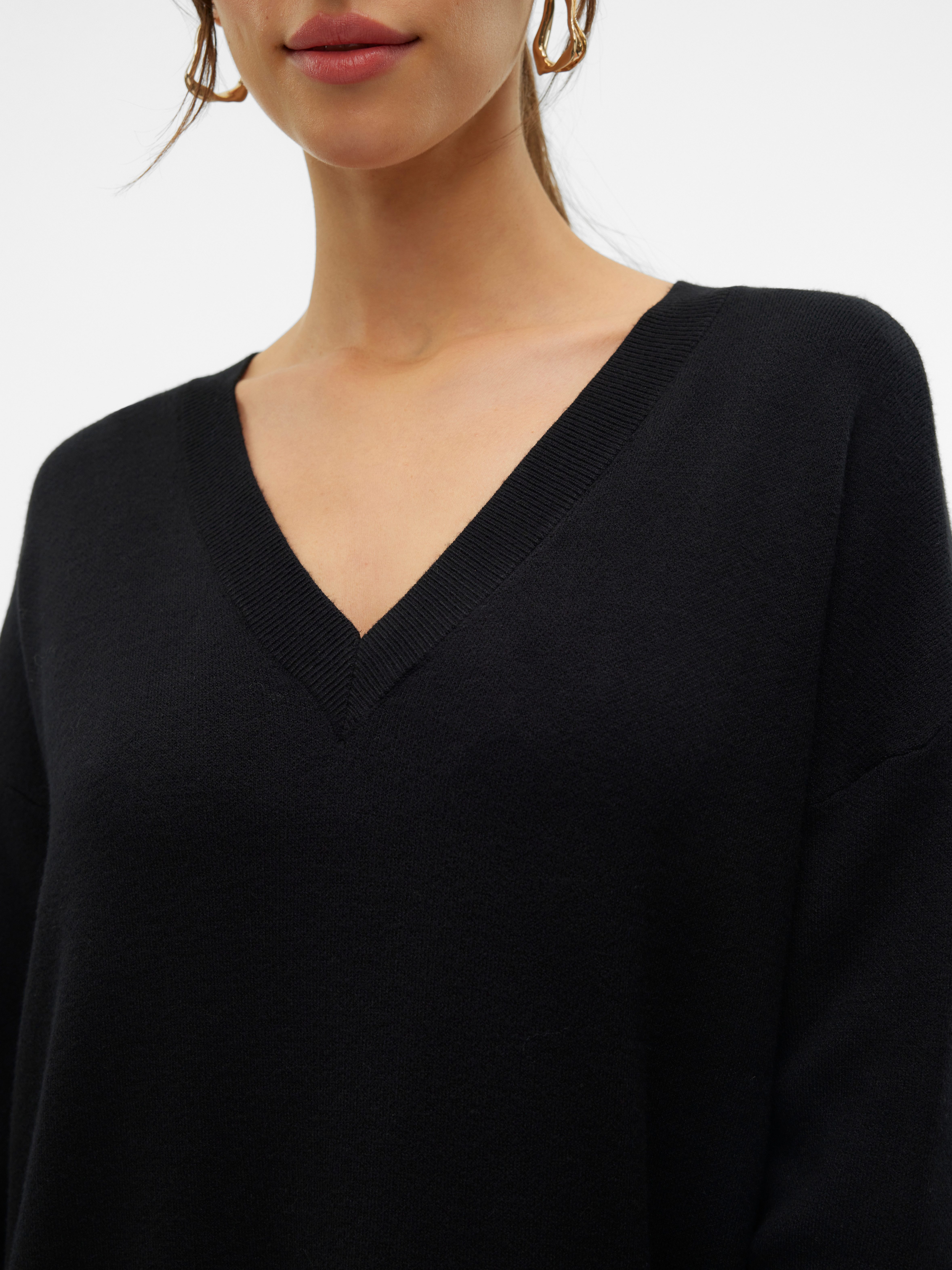 Vero Moda Strickkleid VMGOLD LS V-NECK 7/8 DRESS GA