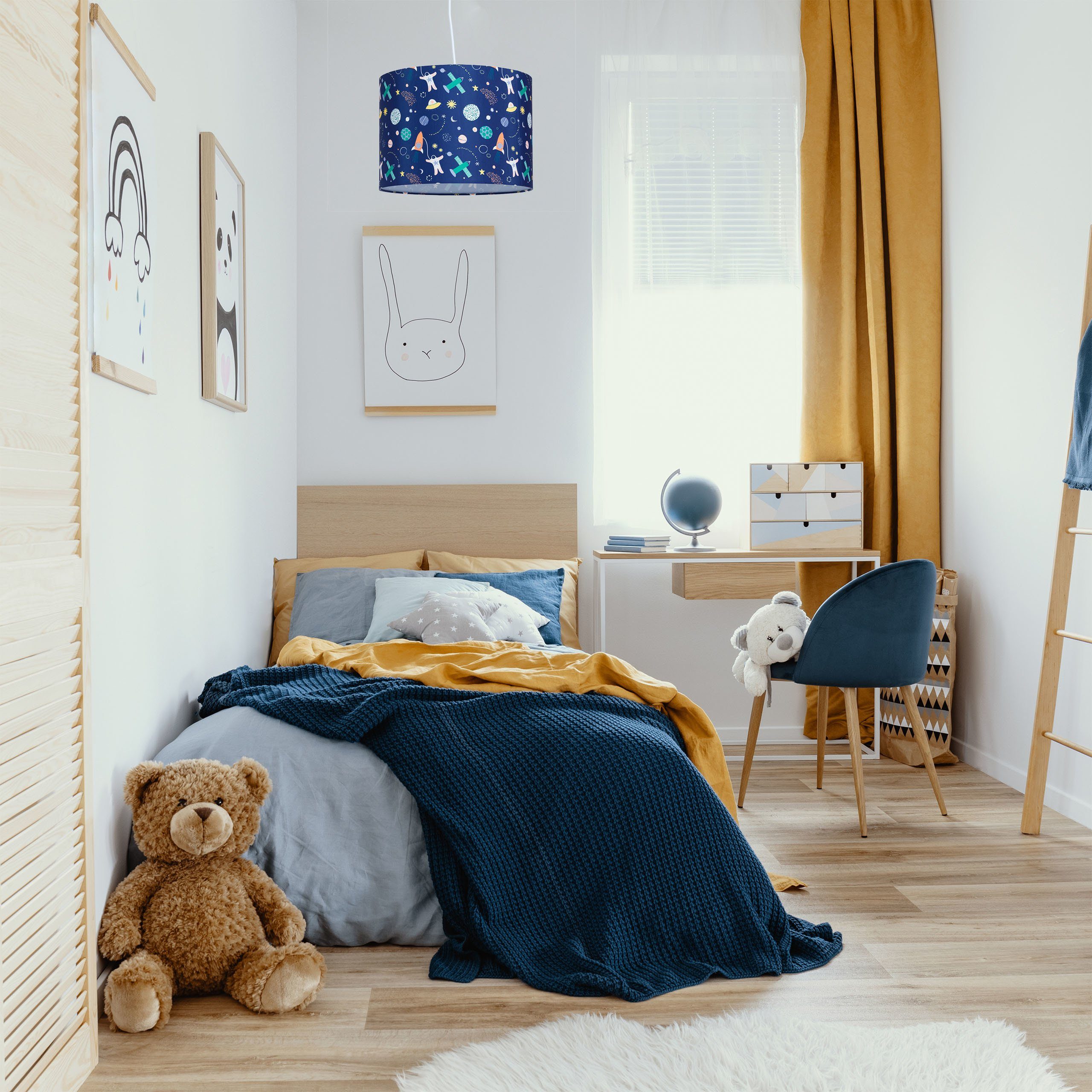 relaxdays Hängeleuchte Hängelampe Kinderzimmer Weltraum