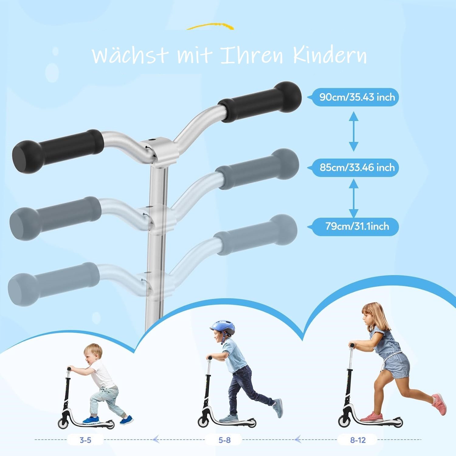 TONBUX Scooter Kinderroller mit coolem beleuchteten Brett und PU-Rädern – Bild 2 von 5