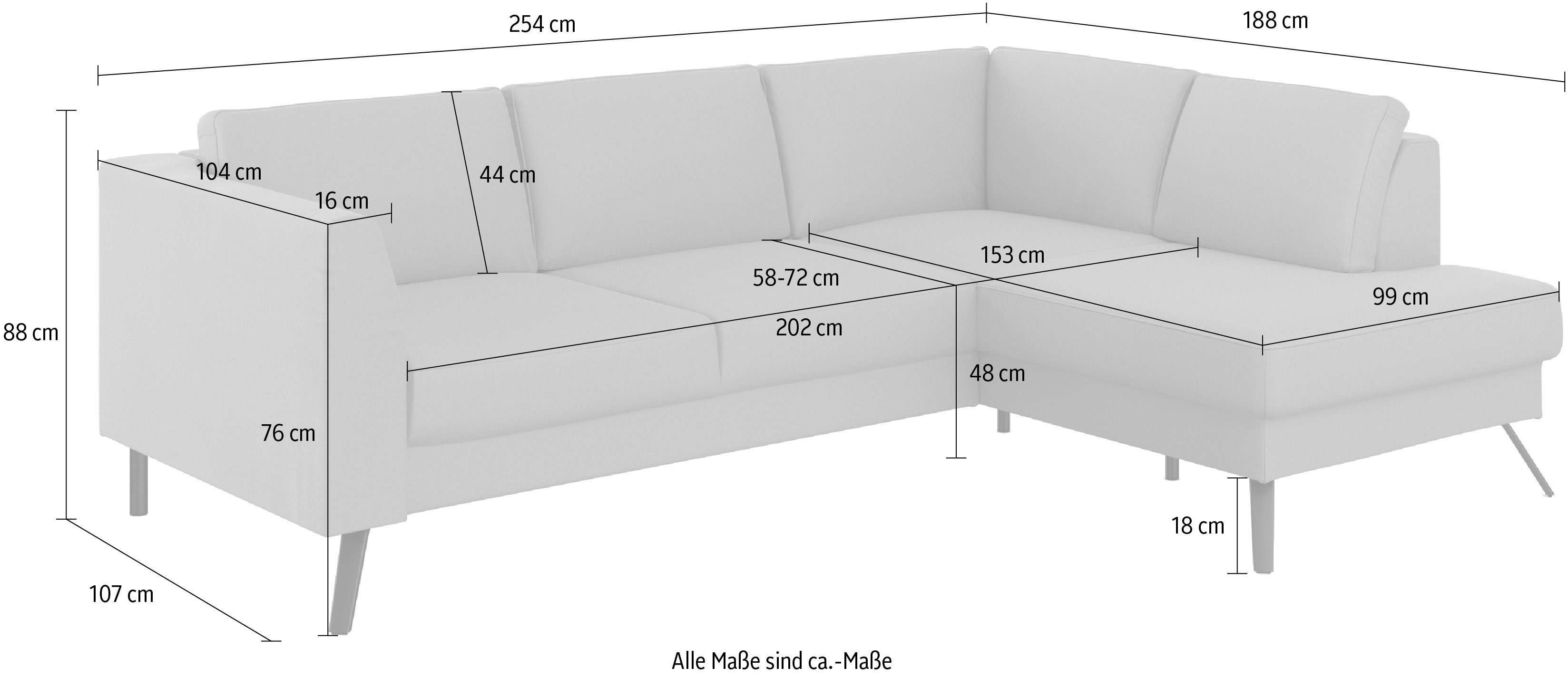 Ecksofa Federkern mit Sitztiefenverstellung sit&more Lindholm, und