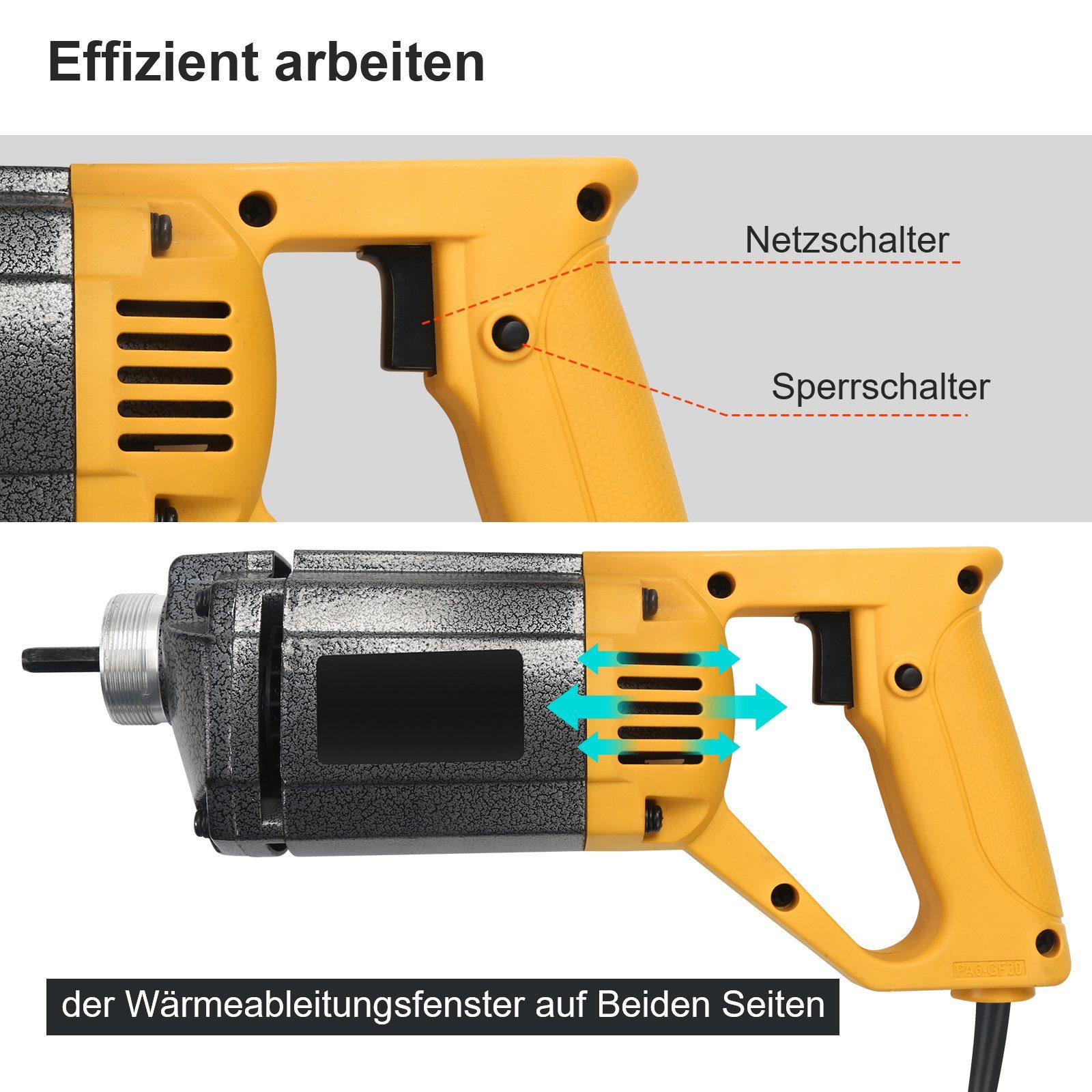 Lospitch Innenrüttler 1000W Ø mm cm, Langlebig Betonrüttler, Elektro, (Set), 1.5m, 35 Schlauchlänge: 230V 5000U/min, in 150 Superleistung