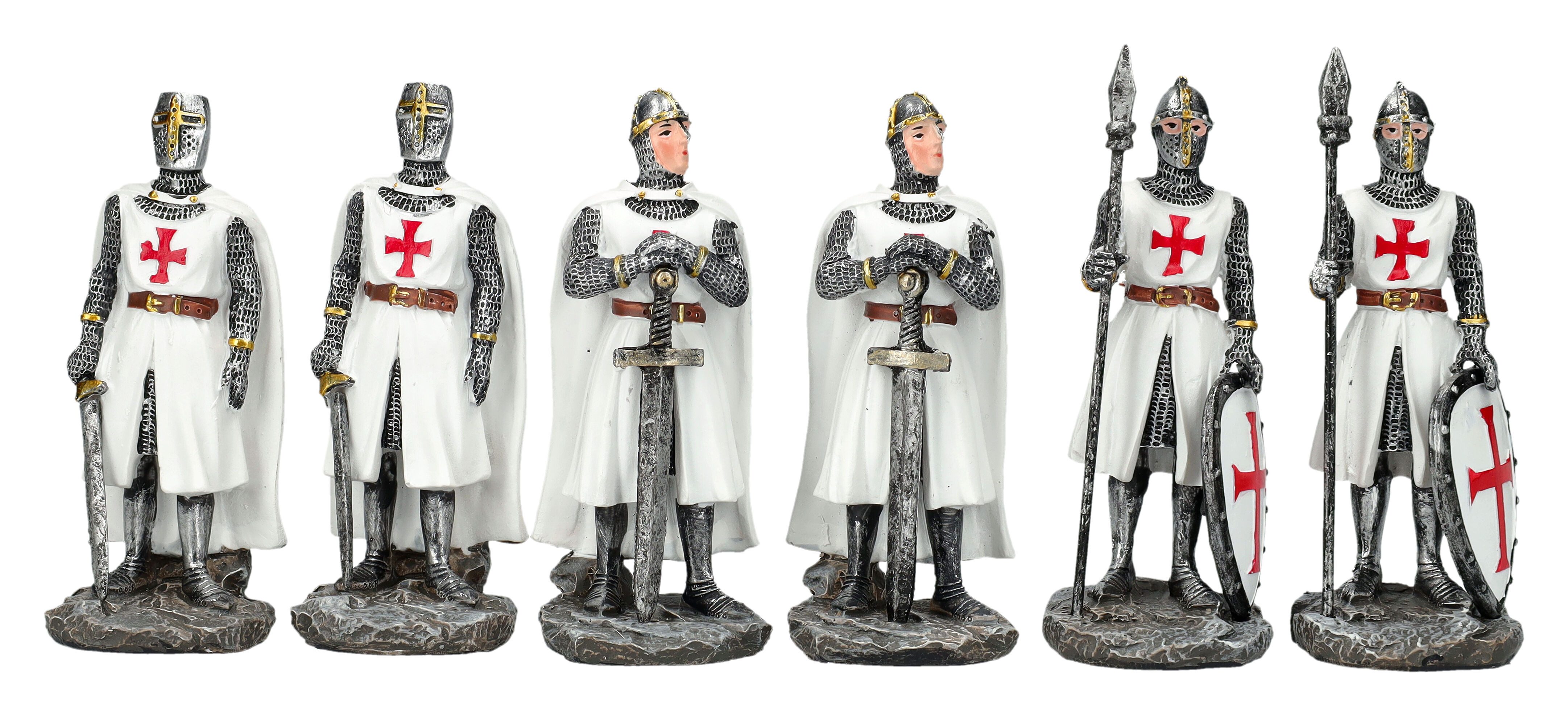 Figuren Shop GmbH Dekofigur Ritterfiguren 6er Set - Kreuzritter weiß - Ritter Mittelalter Krieger