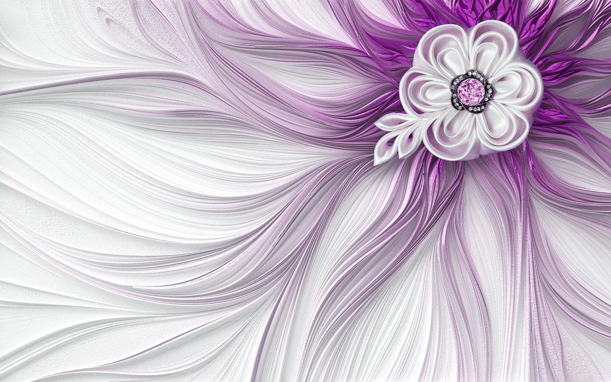 Fototapete lila mit Blumen Papermoon Muster