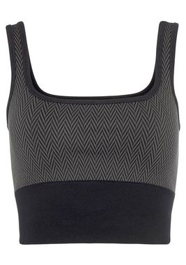 vivance active Crop-Top -Sporttop mit breitem Bündchen und Jacquardmuster