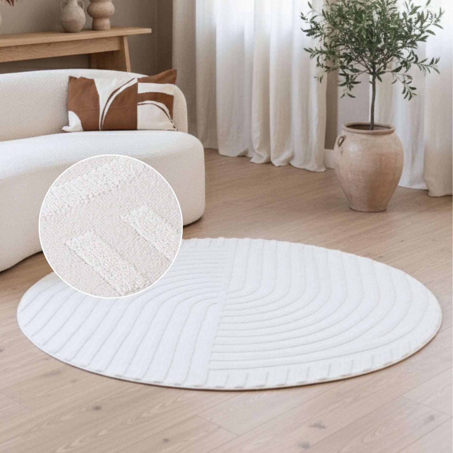 Tapiso Teppich HYGGE, rund, Höhe: 9 mm, Wohnzimmer, Schlafzimmer, pflegelei günstig online kaufen