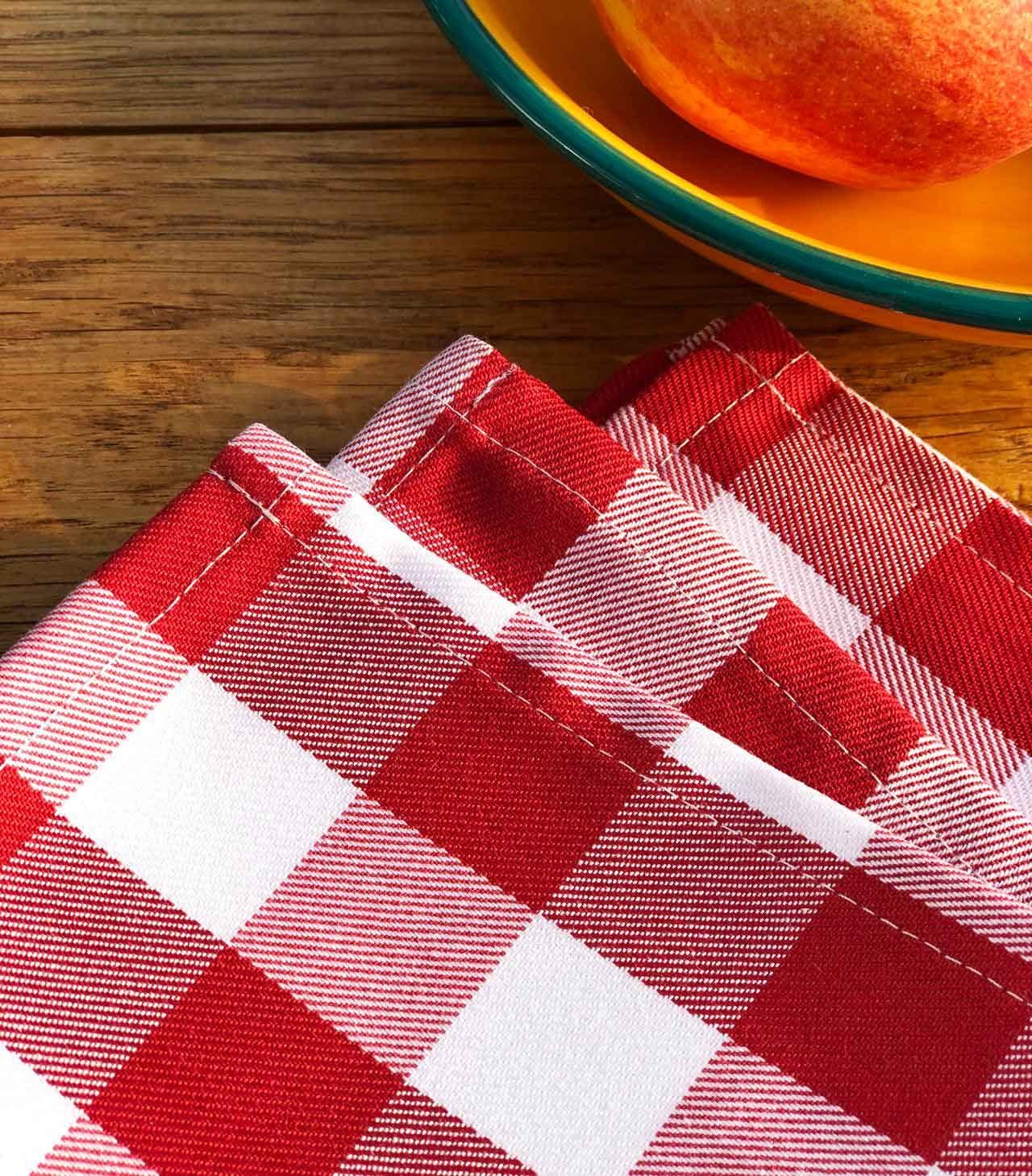Libusch® Stoffserviette 10 Cocktailservietten, 30x30cm, (10-er Set, 10 St), rot-weiß kariert