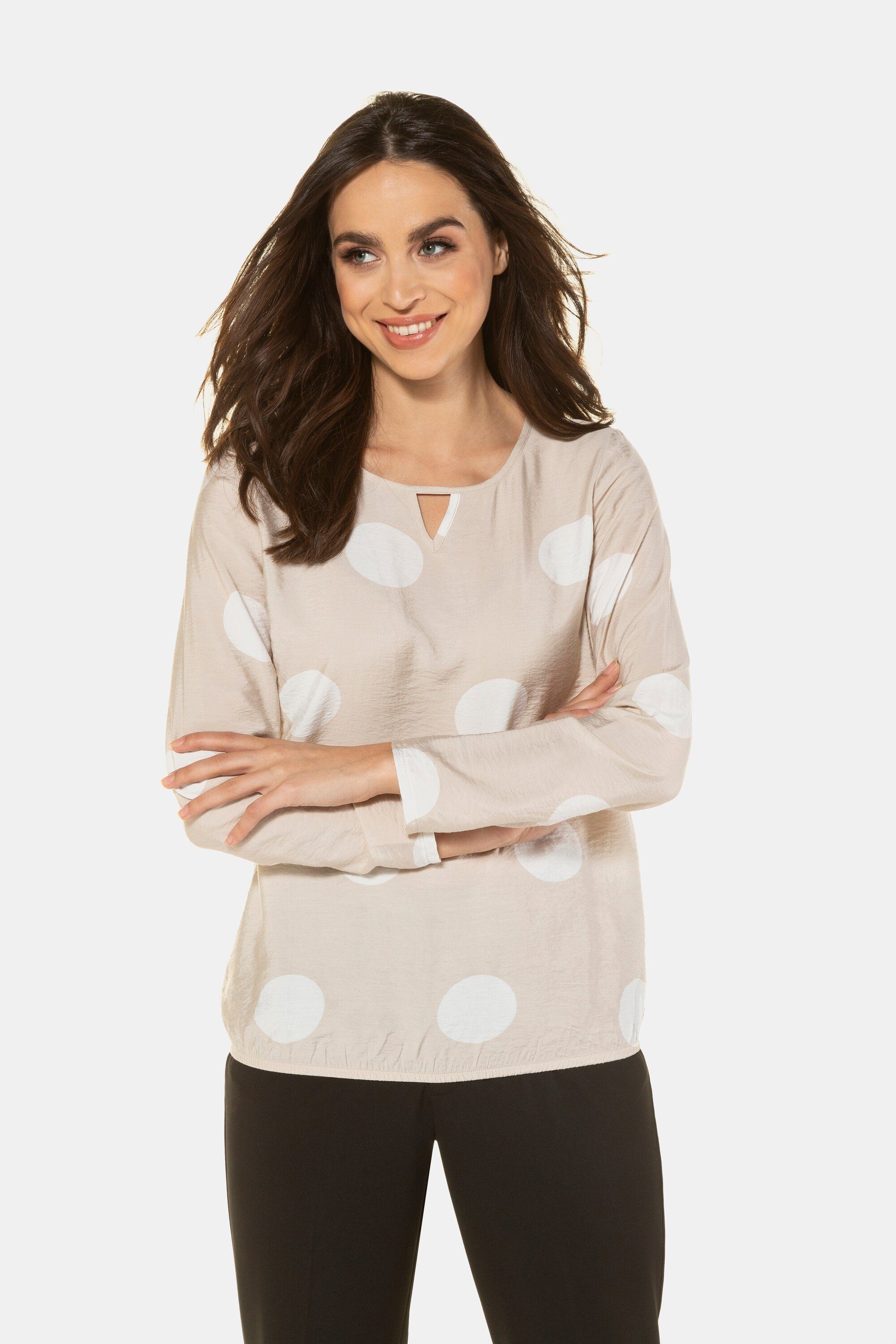 Gina Laura Longbluse Bluse großes Tupfenmuster elastischer Saum