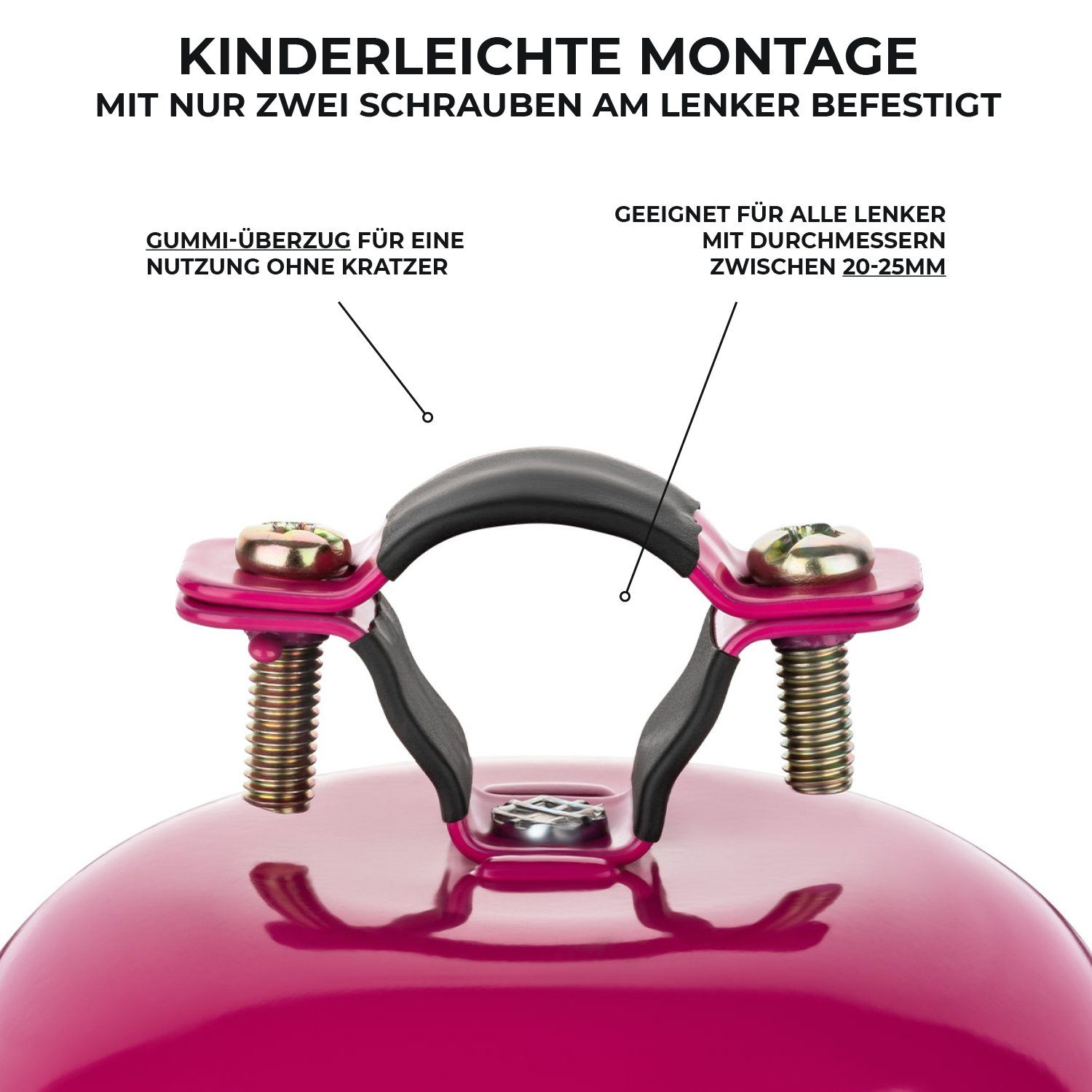 Fahrradklingel ZWEIRAD Metall Fahrradlenker Pink URBAN aus