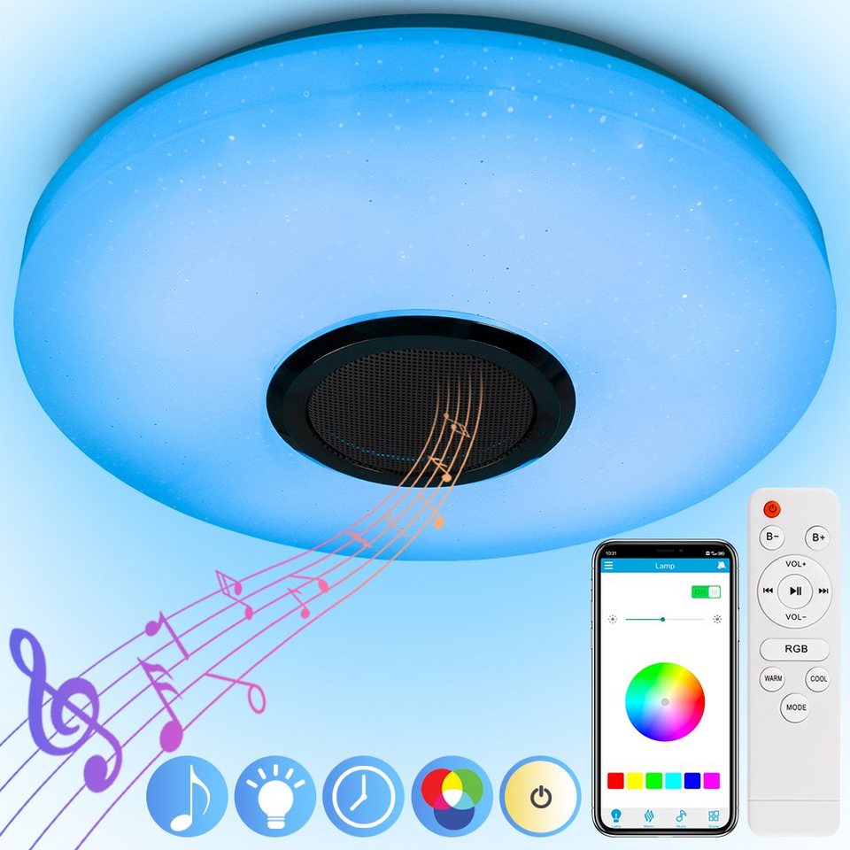 MUPOO LED Deckenleuchte Led Deckenleuchte mit Bluetooth Lautsprecher, Smart Deckenlampe, mit MUPOO LED Deckenleuchte Led Deckenleuchte mit Bluetooth Lautsprecher, Smart Deckenlampe, mit