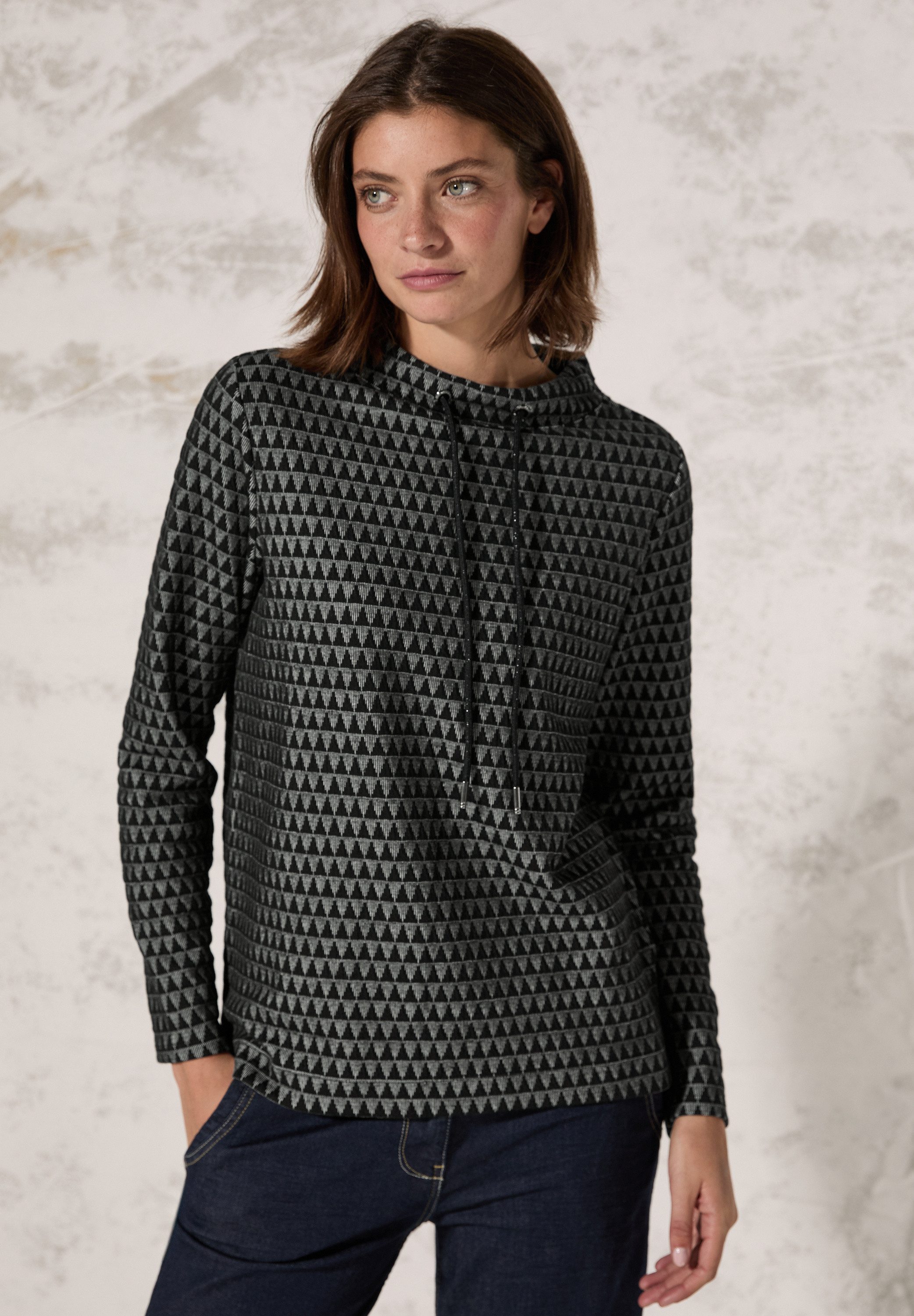 CECIL Langarmshirt aus Baumwolle mit Stretchante günstig online kaufen