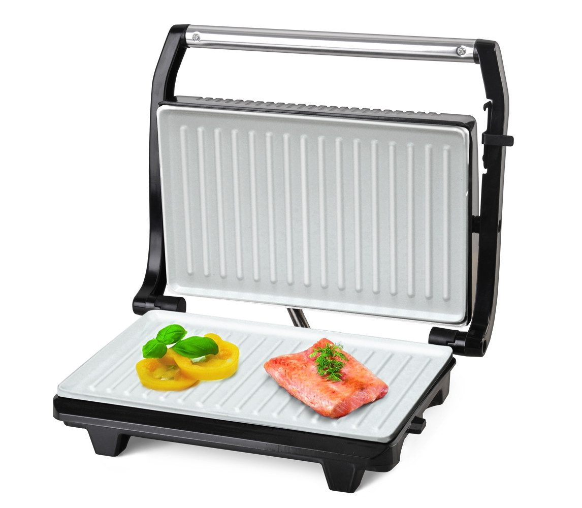 Esperanza Kontaktgrill Kontaktgrill Standgrill Tischgrill aus Metall, 750,00 W, automatische Temperaturregelung & antihaftbeschichteten Platten