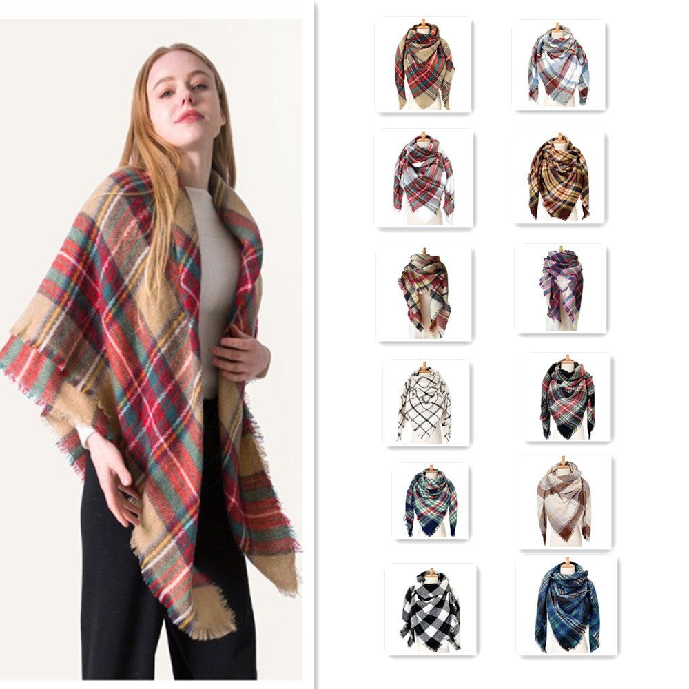 XDeer Modeschal Damen Schal Kariert übergroßer,XLDeckenschal Poncho Qualität, Winterschal Damen mit Fransen Halstuch Geschenk für Frauen