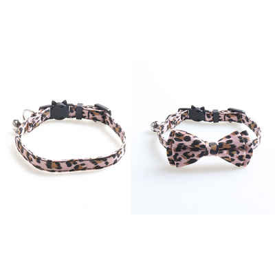 Truyuety Katzen-Halsband Katzenglockenhalsband mit Schleife, Leopardenmuster, Welpen