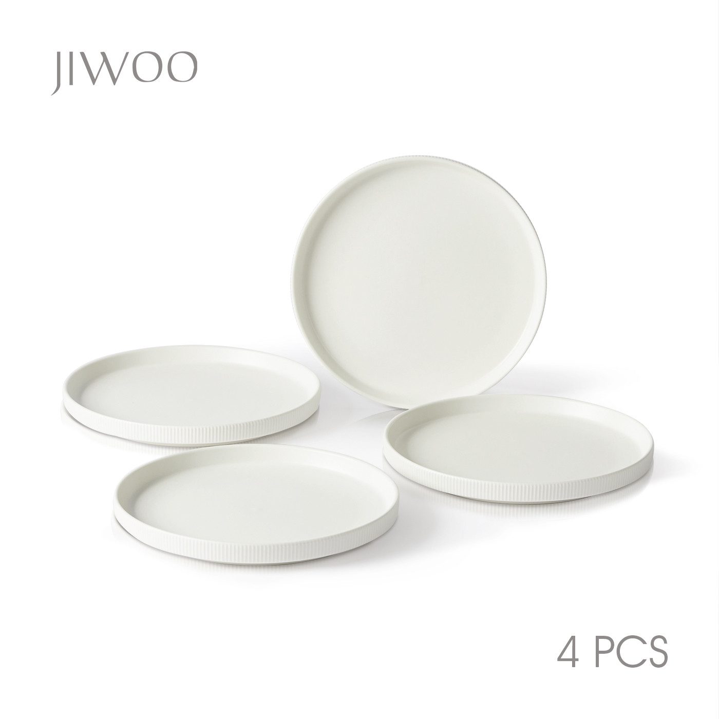 JIWOO Geschirr-Set 12tlg Matte Essteller,Flache Тарелки,Dessertteller,Müslischüssel (4-tlg), 4 Personen, Keramik, für 4 Personen