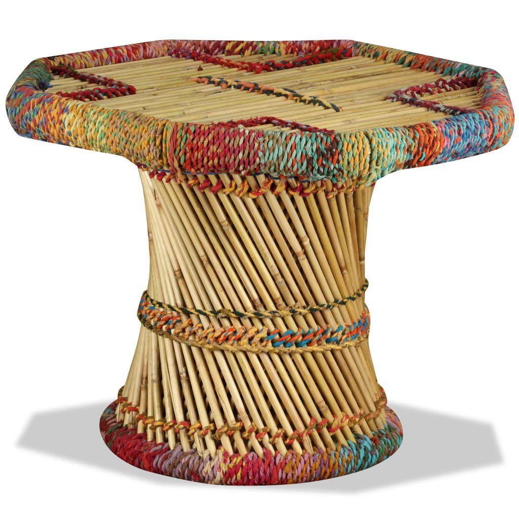 vidaXL Couchtisch Couchtisch Bambus mit Chindi-Details Mehrfarbig (1-St) Mehrfarbig | Mehrfarbig