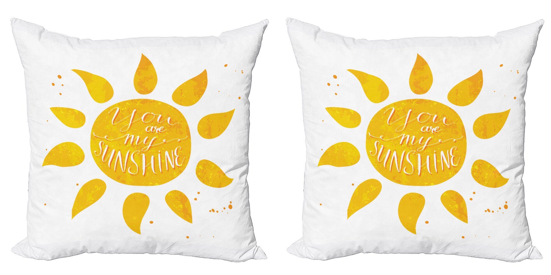 Romanze Digitaldruck, Stück), (2 Wörter Sun Abakuhaus Accent Modern Weiß Kissenbezüge Doppelseitiger Gelb