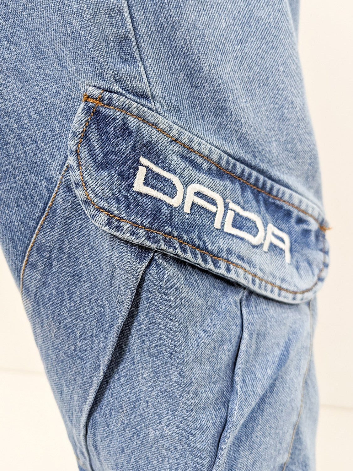 DADA Supreme Regular-fit-Jeans HipHop Denim Baggy Pants mit Cargo für Herren Baumwolle unifarben windabweisend Reißverschluss casual-Style – Bild 5 von 5