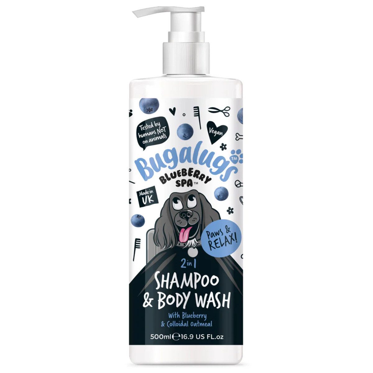 Bugalugs Tiershampoo Bugalugs Blueberry Spa Shampoo für Hunde – Pflegendes Hundeshampoo, 500 ml, (1-St), SPA Edition, verführerischer Duft
