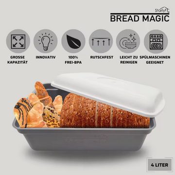 Starlyf Brotkasten Bread Magic, Kunststoff, (Spar-Set, 1-tlg., 1er oder 2er Pack), Brotkorb zum Frischhalten von Brot, 4L & 8L