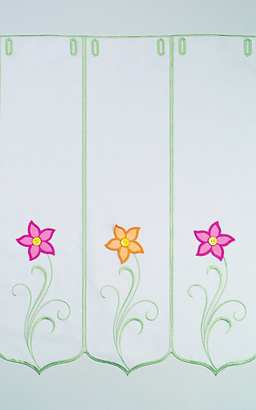 Scheibengardine Blume mit Knopf, LYSEL®, (1 HxB St), transparent, 60x96cm