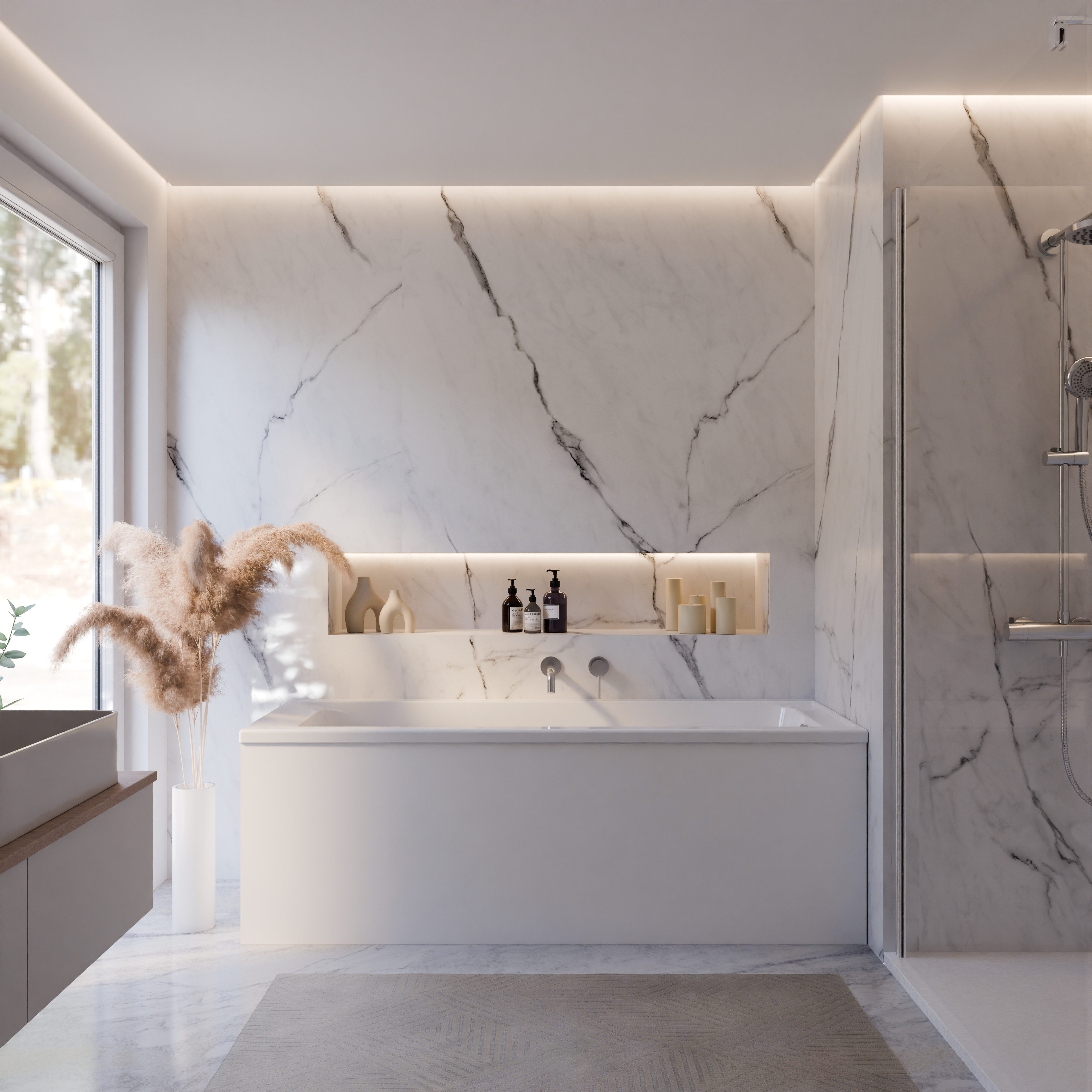 Schulte Badewanne Como, 170x70 cm, weiß, Acryl, Komplett Set