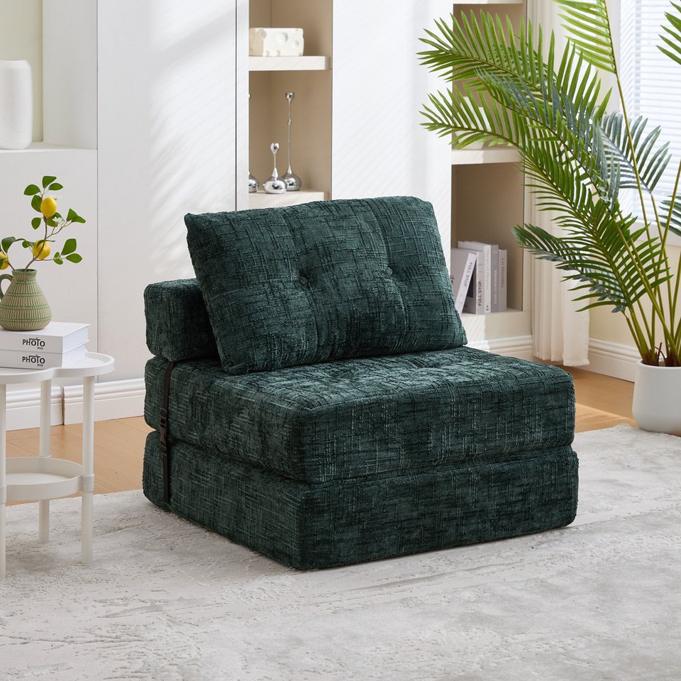 MODFU Sofa Faltbares Bodenschlafsofa mit Rückenlehne & Kissen, Einzelsofa, Tragbares Gästebett für kleine Räume & Wohnzimmer, für Gästezimmer & Wohnzimmer, Couch