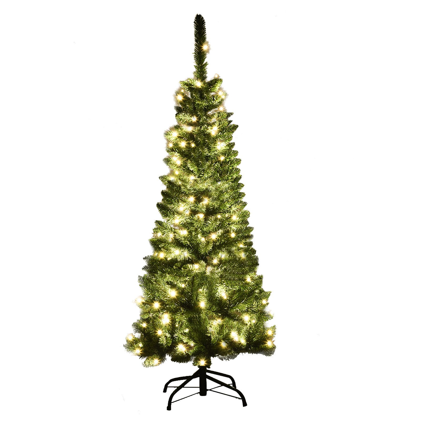 COSTWAY Künstlicher Weihnachtsbaum, mit 150 warmweißen LEDs, 226 PVC Spitzen